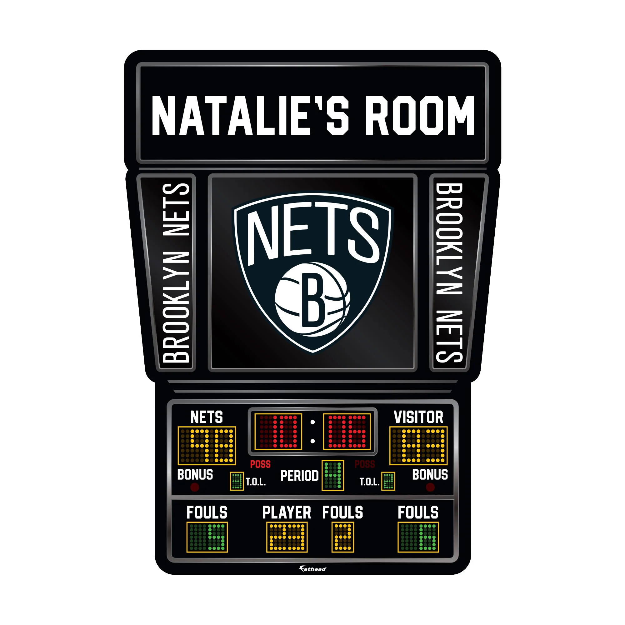 Brooklyn Nets - Scoreboard Graphic - With Personalized Name - Official NBA - Vinyl Transfer Decal - Image 3