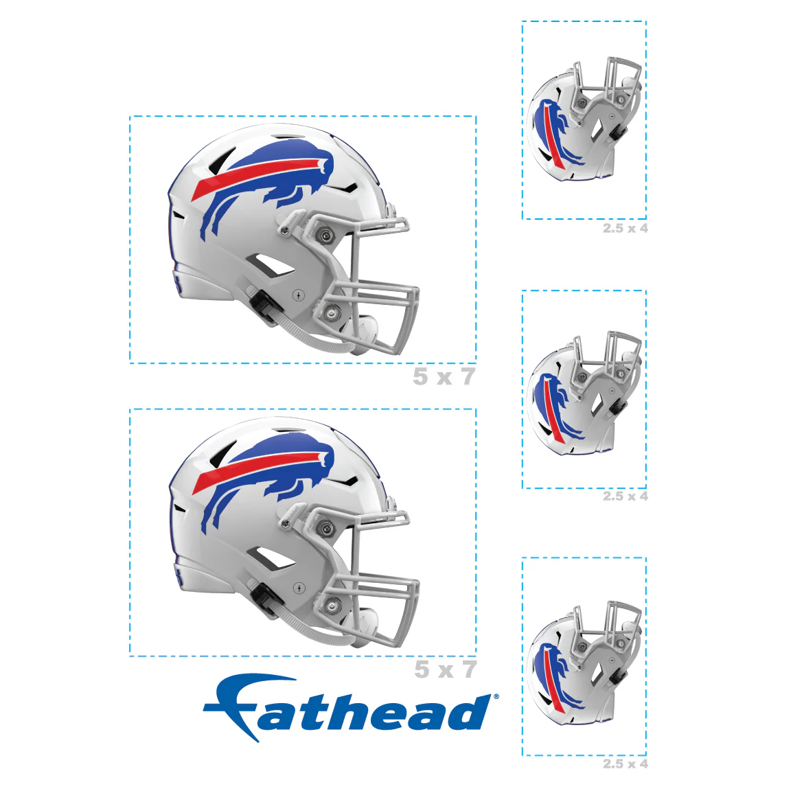 Buffalo Bills - 5 Helmet Minis (Mixed Sizes) - Official NFL - Reusable Vinyl Decals - Image 4