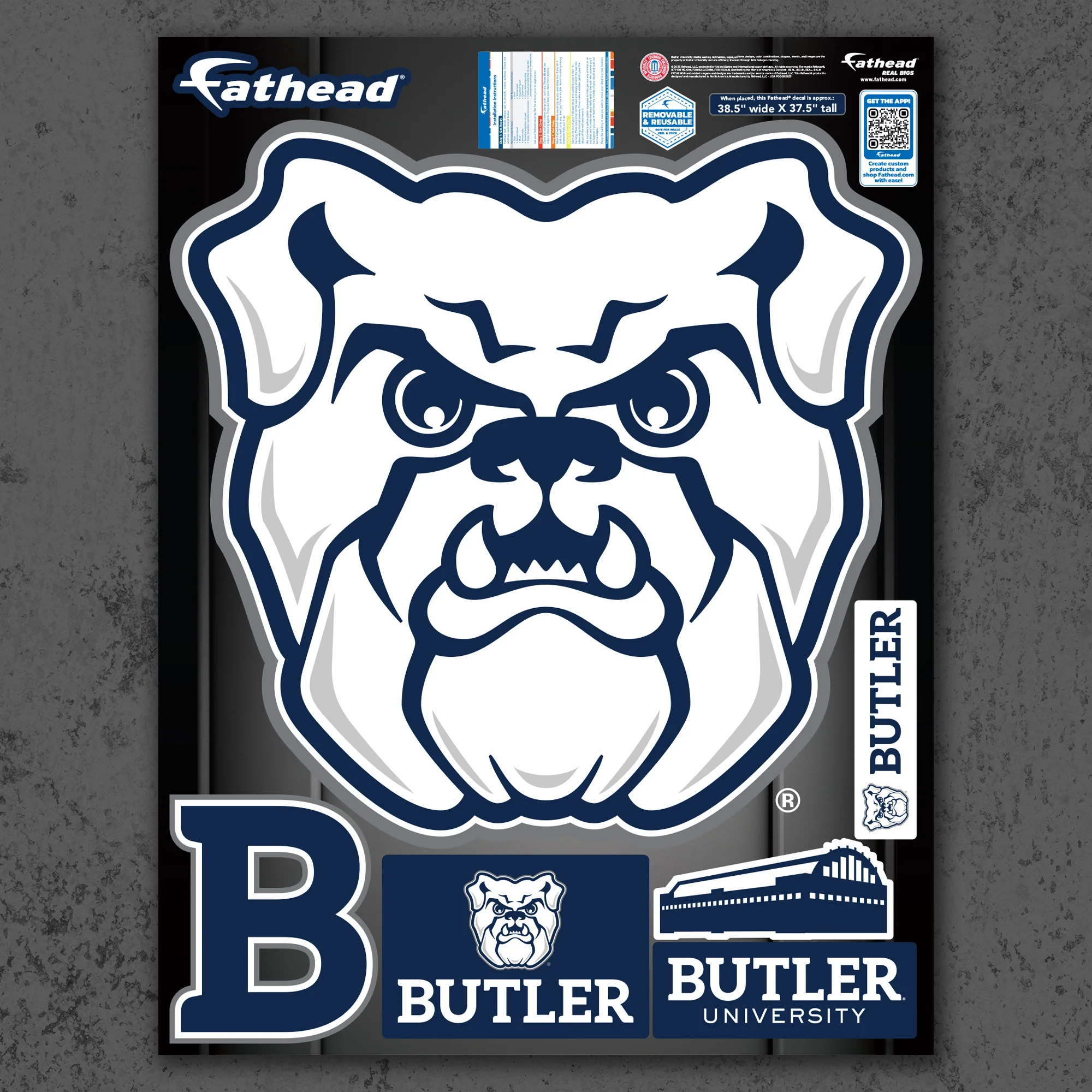Butler Bulldogs - RealBig Logo Collection - Official NCAA - Reusable Vinyl Wall Decals - Image 2