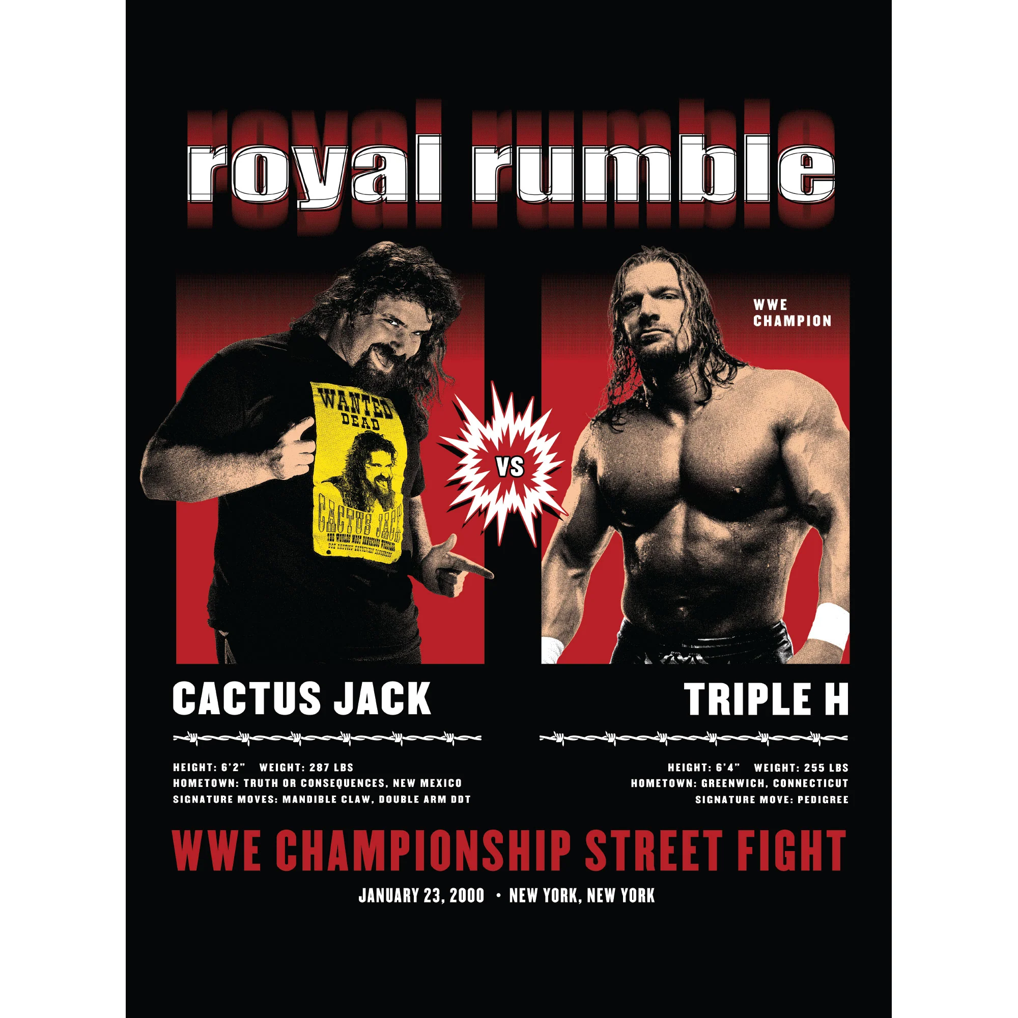 Cactus Jack and Triple H - Royal Rumble 2000 - Peel & Stick Poster - Official WWE - Reusable Vinyl Wall Decal - Image 3