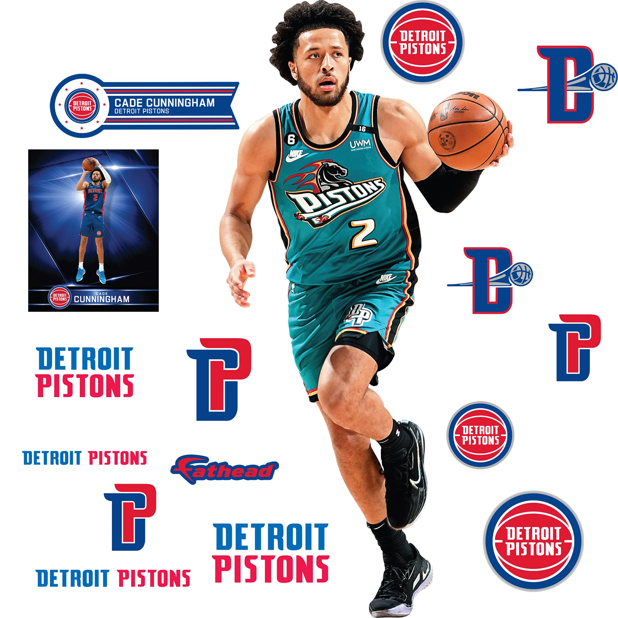 Cade Cunningham - RealBig Classic Jersey Collection - Official NBA - Detroit Pistons - Reusable Vinyl Wall Decals - Image 2