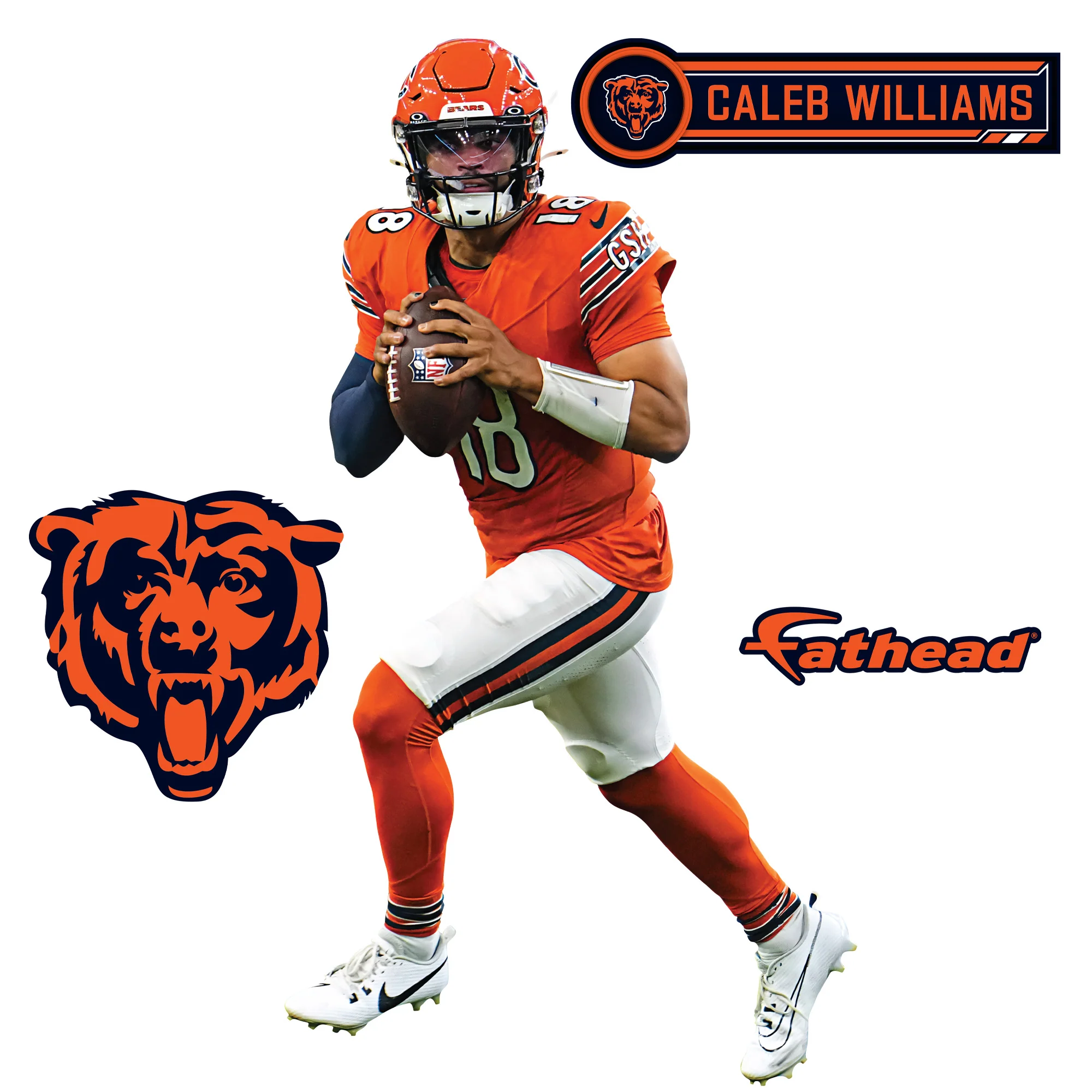 Caleb Williams - RealBig Orange Collection - Official NFL - Chicago Bears - Reusable Vinyl Wall Decals - Image 8