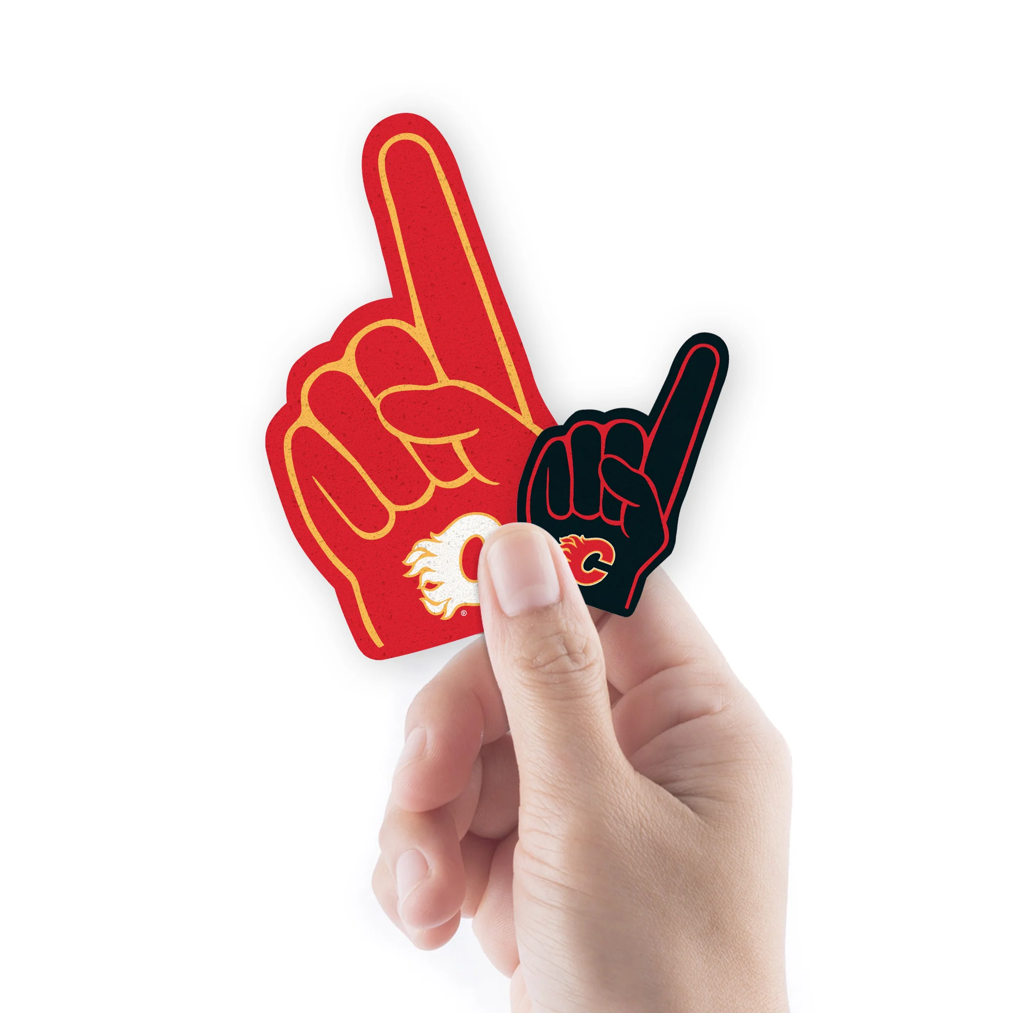 Calgary Flames - 5 Foam Finger Minis (Mixed Sizes) - Official NHL - Reusable Vinyl Decals - Image 2