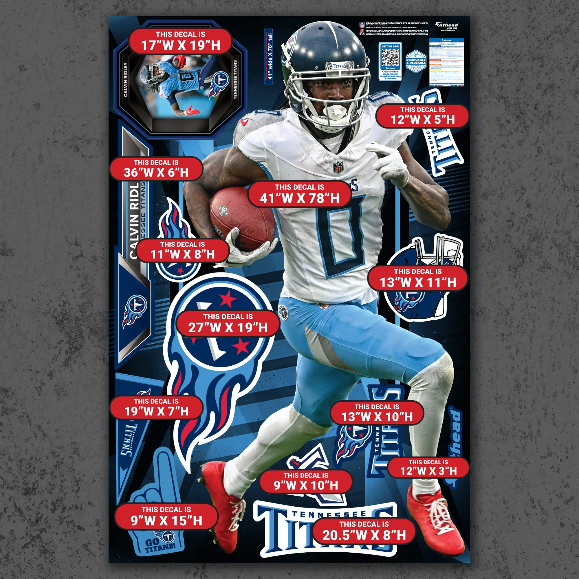 Calvin Ridley - RealBig Collection - Official NFL - Tennessee Titans - Reusable Vinyl Wall Decals - Image 4
