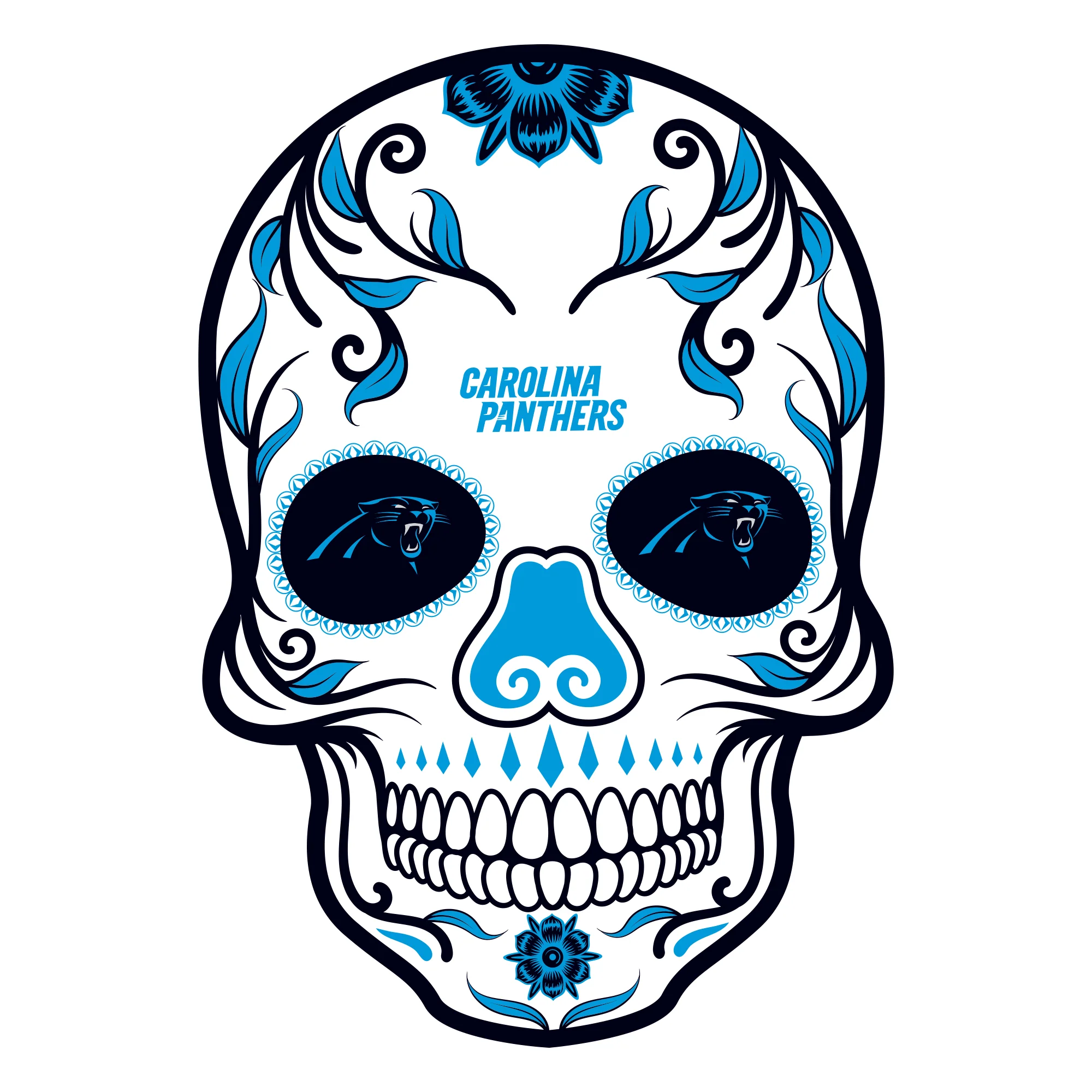 Carolina Panthers - Sugar Skull Logo - Outdoor Wall Decal - Official NFL - Scratch Resistant Alumigraphics Smooth