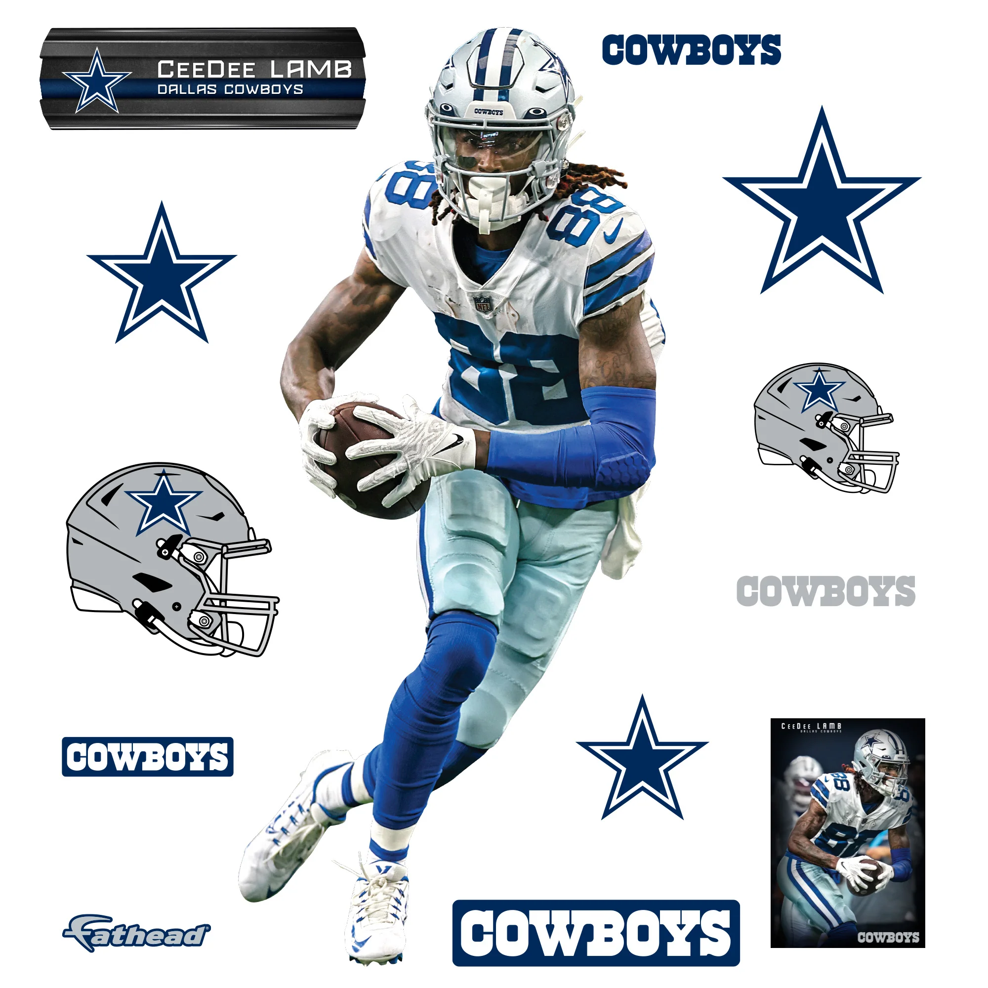 CeeDee Lamb - RealBig Collection - Official NFL - Dallas Cowboys - Reusable Vinyl Wall Decals #3 - Image 2