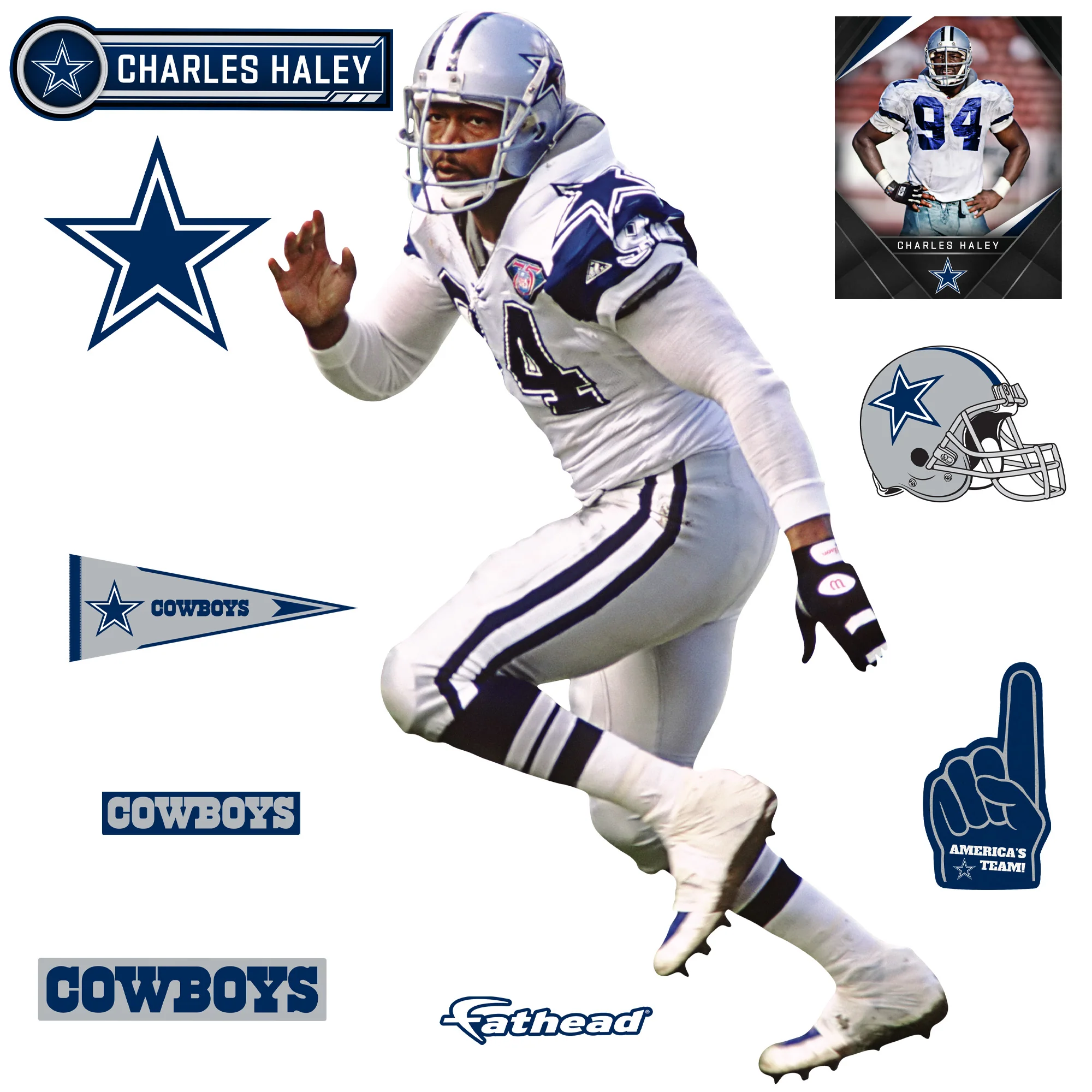 Charles Haley - RealBig Legend Collection - Official NFL - Dallas Cowboys - Reusable Vinyl Wall Decals - Image 2