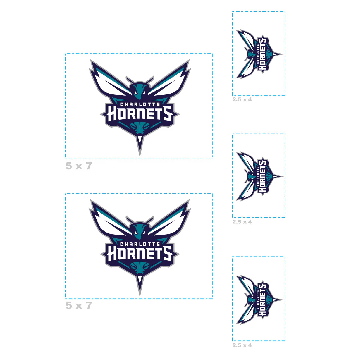 Charlotte Hornets - 5 Logo Minis (Mixed Sizes) - Official NBA - Reusable Vinyl Decals - Image 3