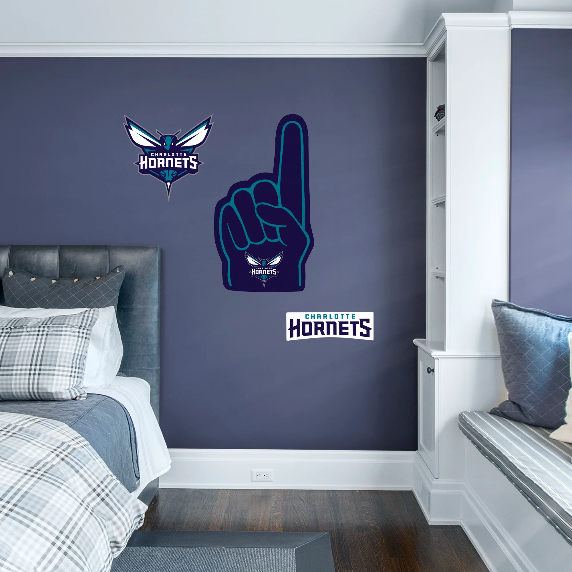 Charlotte Hornets - RealBig Foam Finger Collection - Official NBA - Reusable Vinyl Wall Decals - Image 3