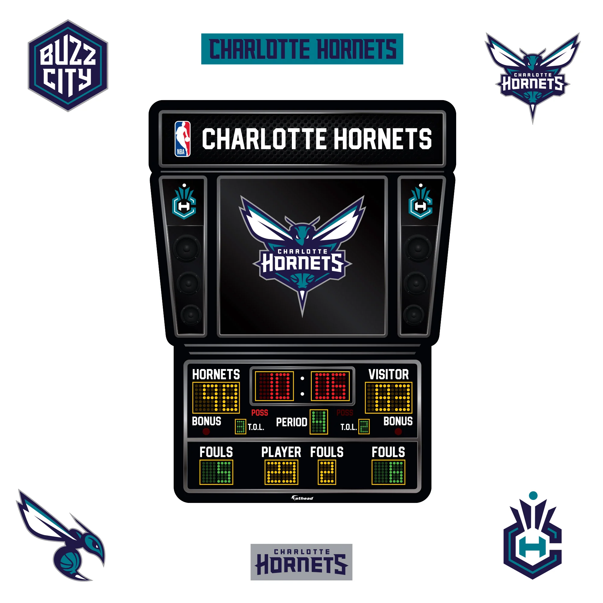 Charlotte Hornets - RealBig Scoreboard Collection - Official NBA - Reusable Vinyl Wall Decals - Image 2
