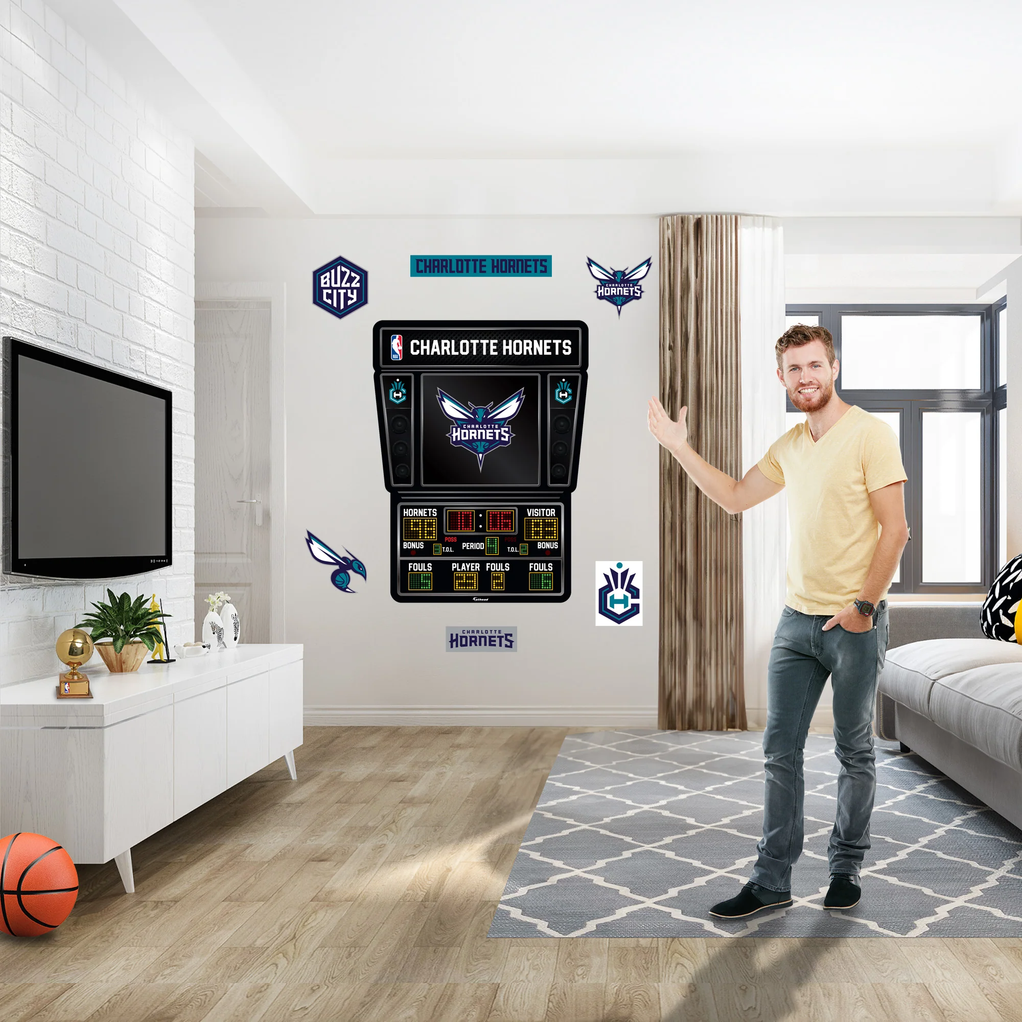 Charlotte Hornets - RealBig Scoreboard Collection - Official NBA - Reusable Vinyl Wall Decals - Image 3