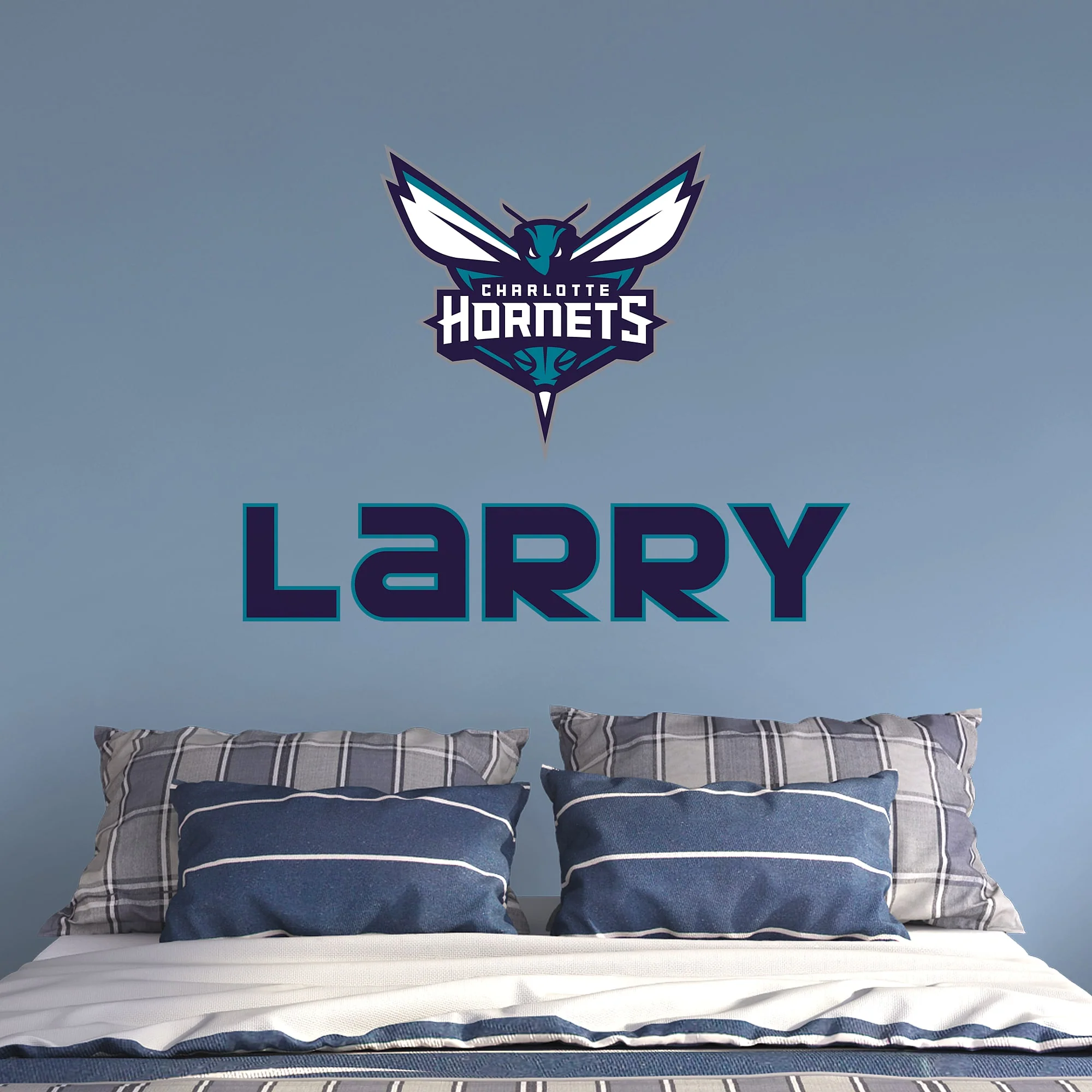 Charlotte Hornets - Stacked Logo - With Personalized Name - Official NBA - Vinyl Transfer Decal - Image 2