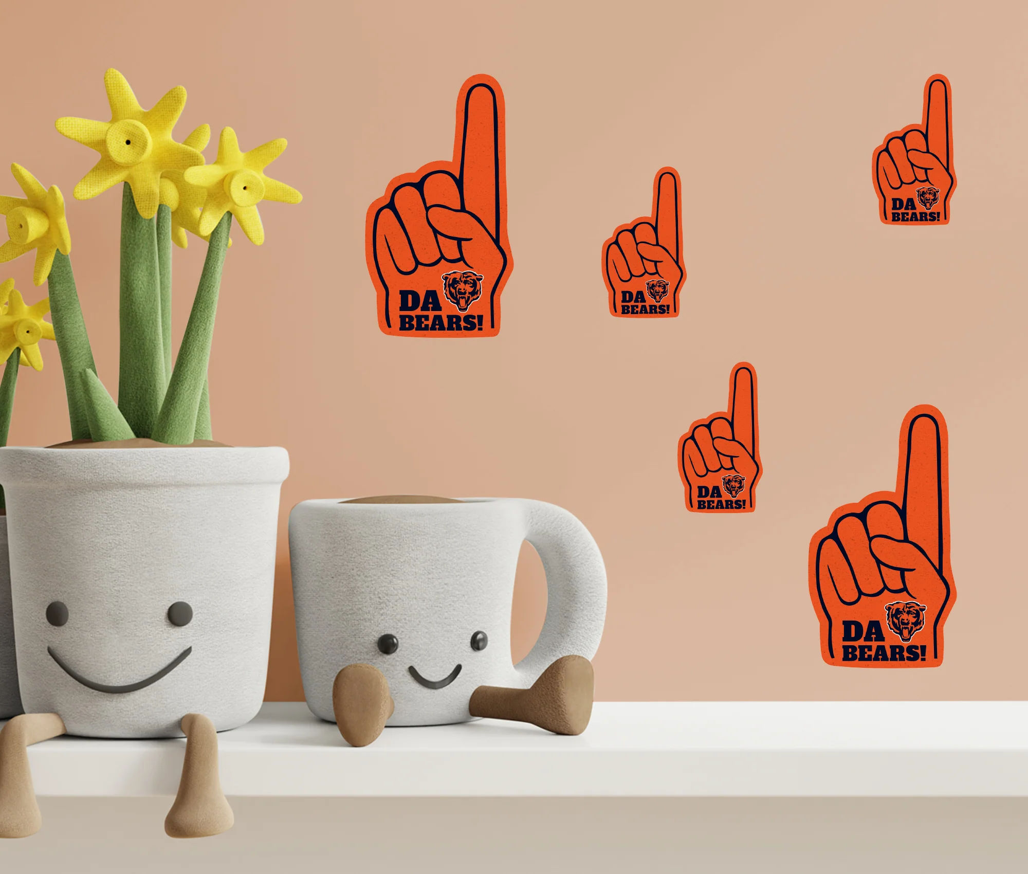 Chicago Bears - 5 Foam Finger Minis (Mixed Sizes) - Official NFL - Reusable Vinyl Decals - Image 2