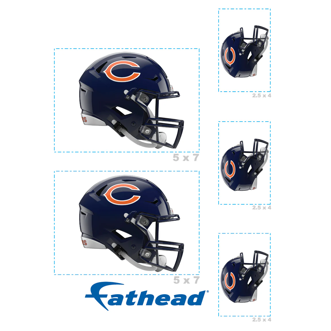 Chicago Bears - 5 Helmet Minis (Mixed Sizes) - Official NFL - Reusable Vinyl Decals - Image 4