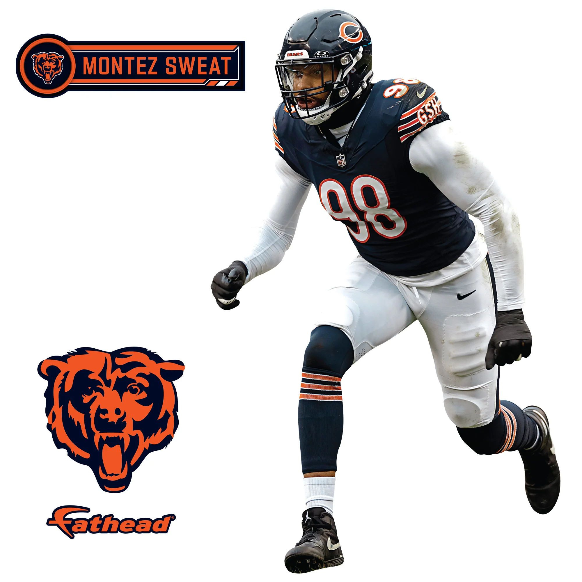 Montez Sweat - RealBig Collection - Official NFL - Chicago Bears - Reusable Vinyl Wall Decals - Image 6