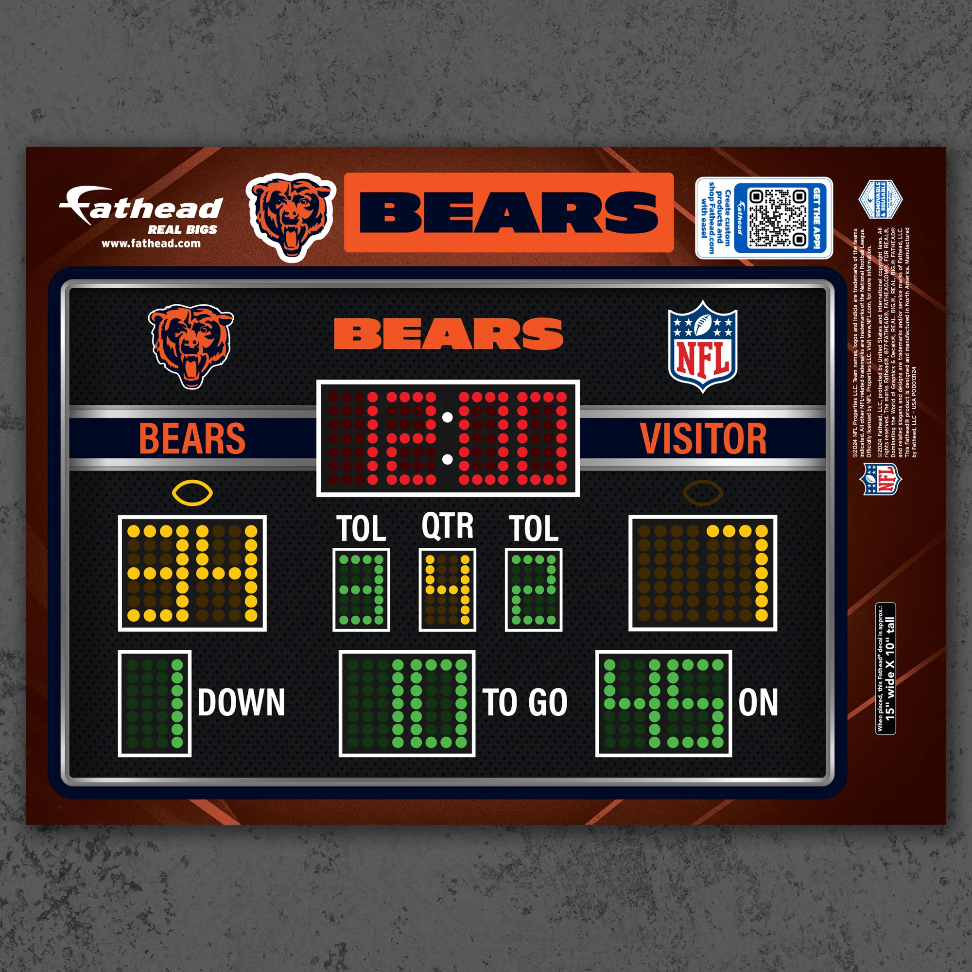 Chicago Bears - RealBig Scoreboard Collection - Official NFL - Reusable Vinyl Wall Decals - Image 7