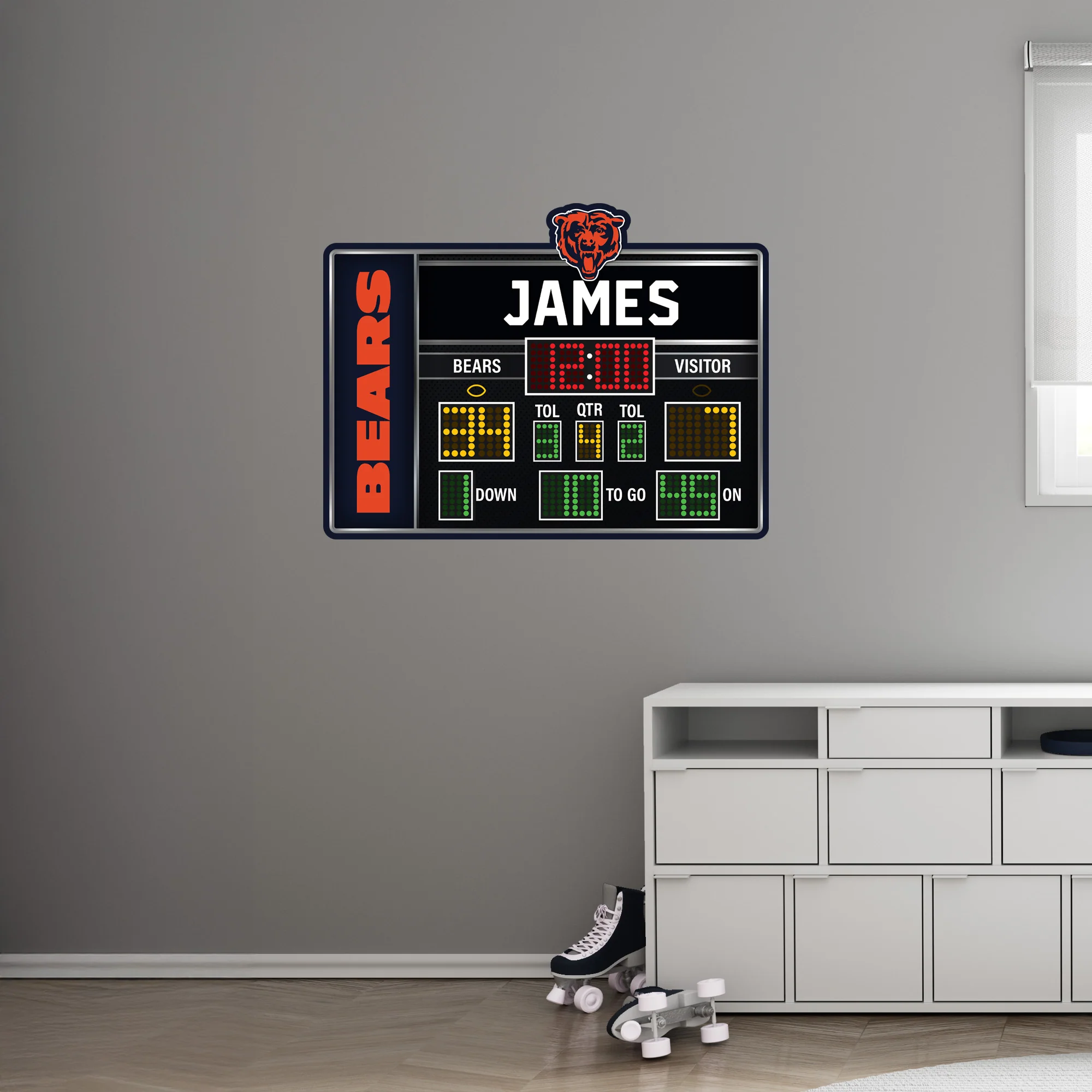 Chicago Bears - Scoreboard Graphic - With Personalized Name - Official NFL - Reusable Vinyl Wall Decals - Image 4