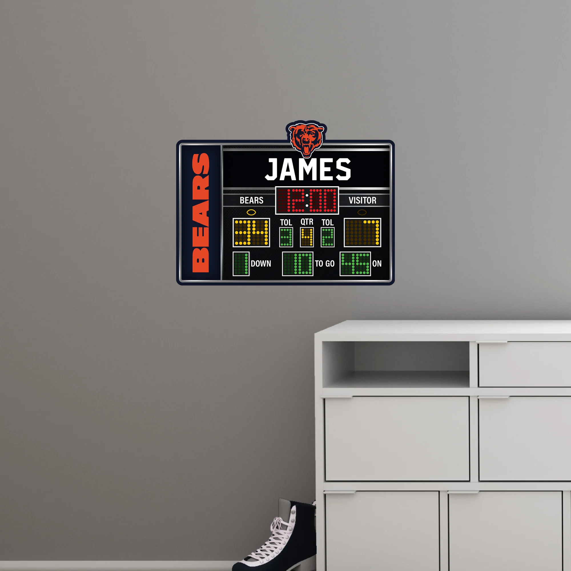 Chicago Bears - Scoreboard Graphic - With Personalized Name - Official NFL - Reusable Vinyl Wall Decals - Image 6