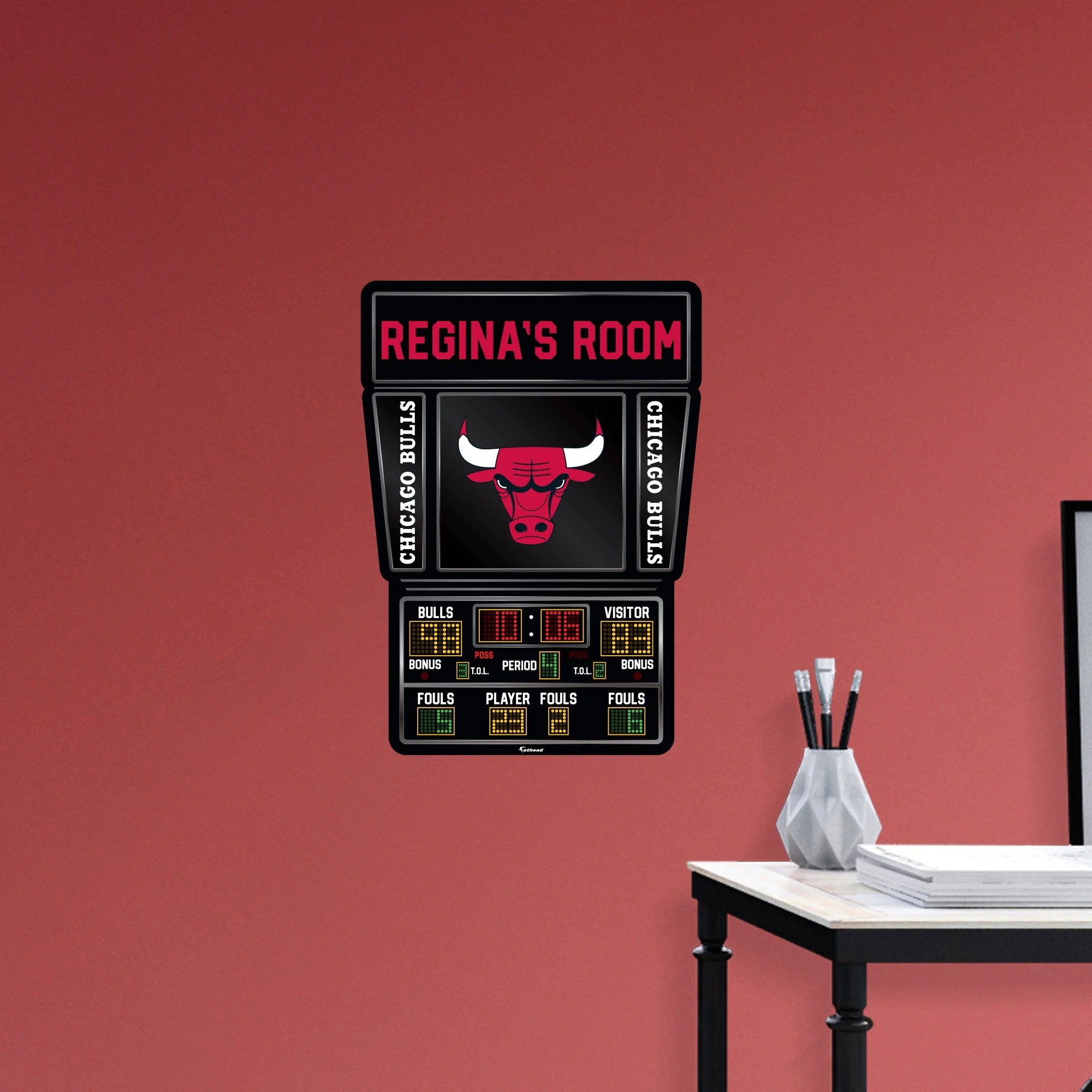 Chicago Bulls - Scoreboard Graphic - With Personalized Name - Official NBA - Vinyl Transfer Decal - Image 5
