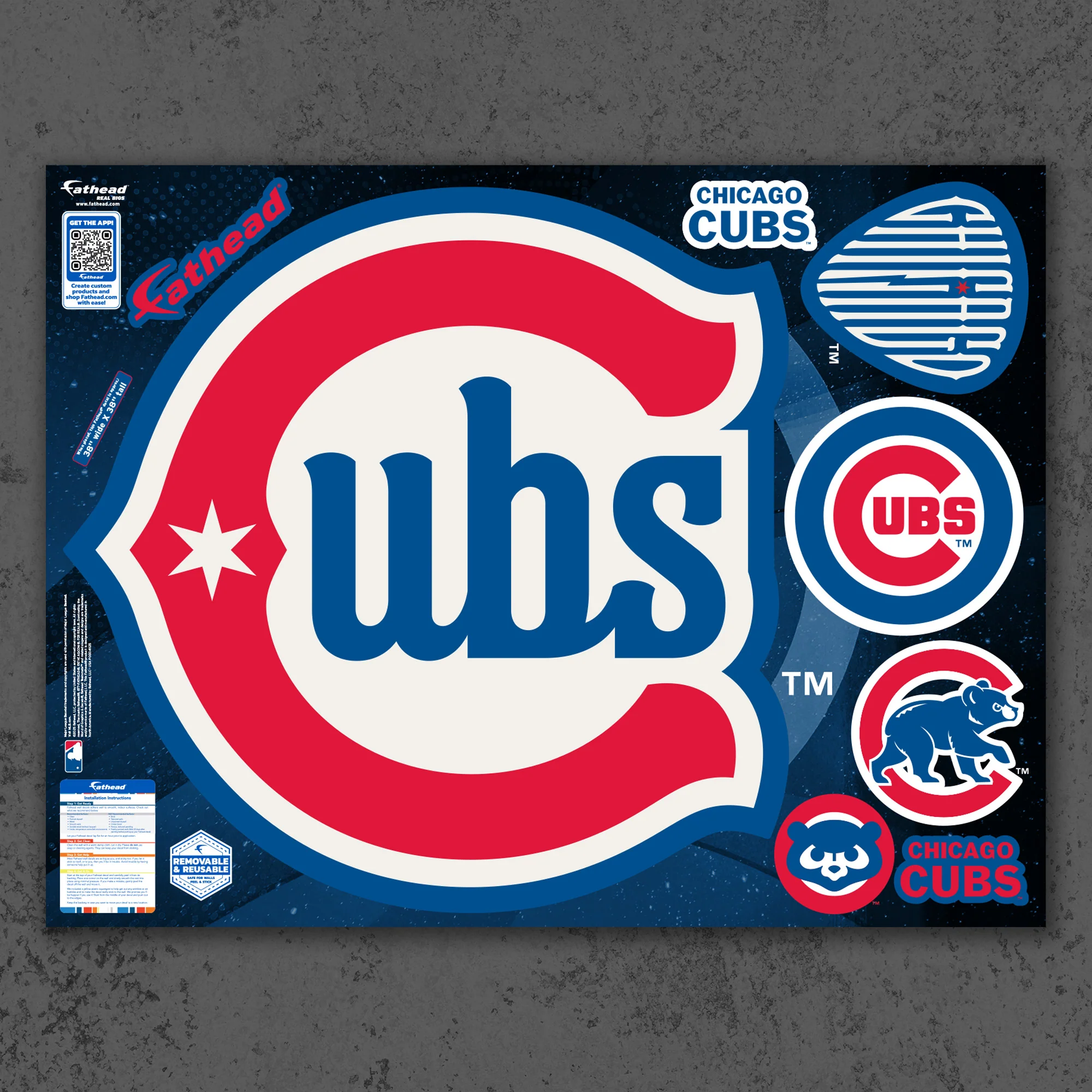 Chicago Cubs - RealBig Alternate Logo Collection - Official MLB - Chicago Cubs - Reusable Vinyl Wall Decals - Image 2