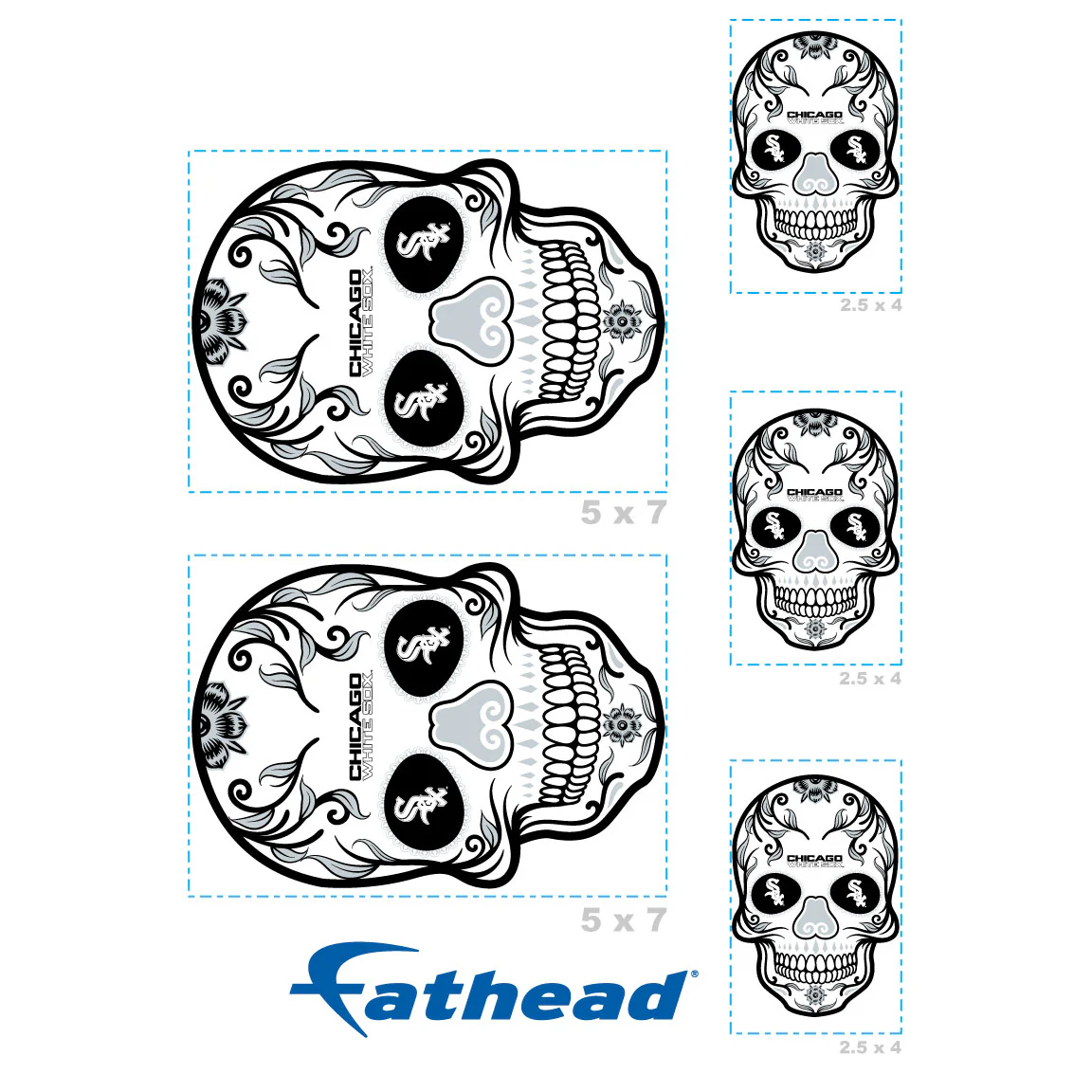 Chicago White Sox - 5 Sugar Skull Logo Minis (Mixed Sizes) - Official MLB - Reusable Vinyl Decals - Image 4