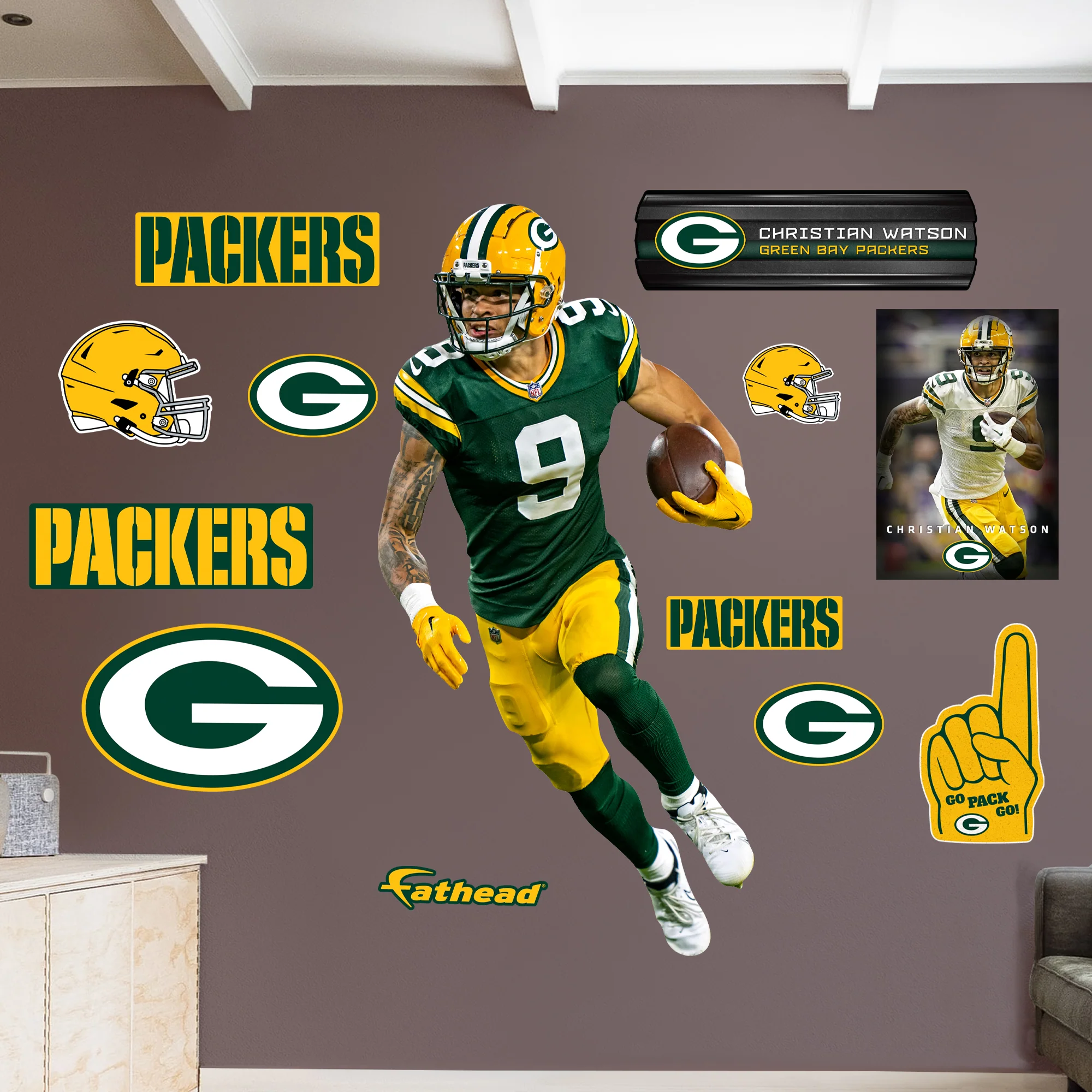 Christian Watson - RealBig Collection - Official NFL - Green Bay Packers - Reusable Vinyl Wall Decals #1 - Image 3