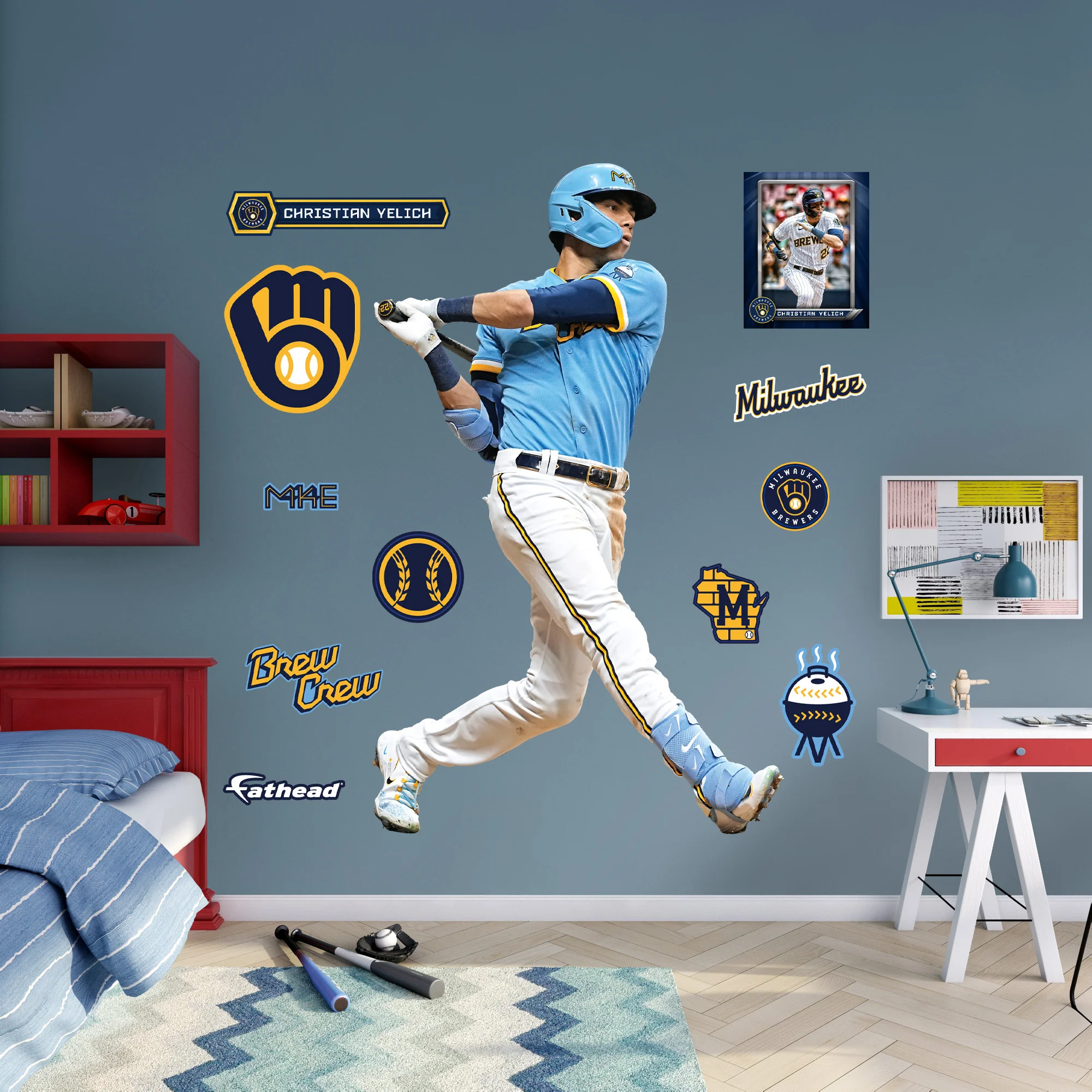Christian Yelich - RealBig City Connect Collection - Official MLB - Milwaukee Brewers - Reusable Vinyl Wall Decals - Image 3