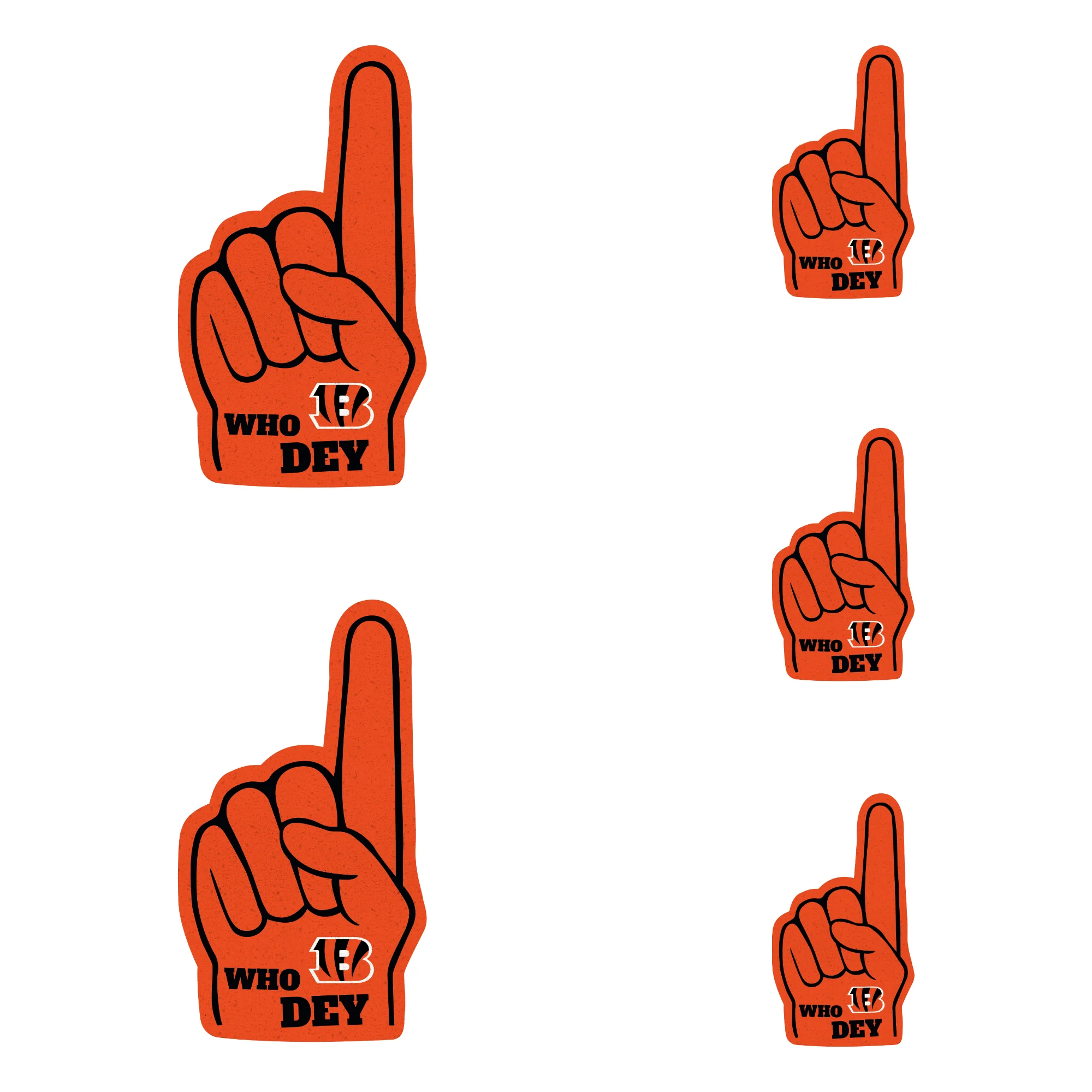 Cincinnati Bengals - 4 Foam Finger Minis (Mixed Sizes) - Official NFL - Reusable Vinyl Decals - Image 3