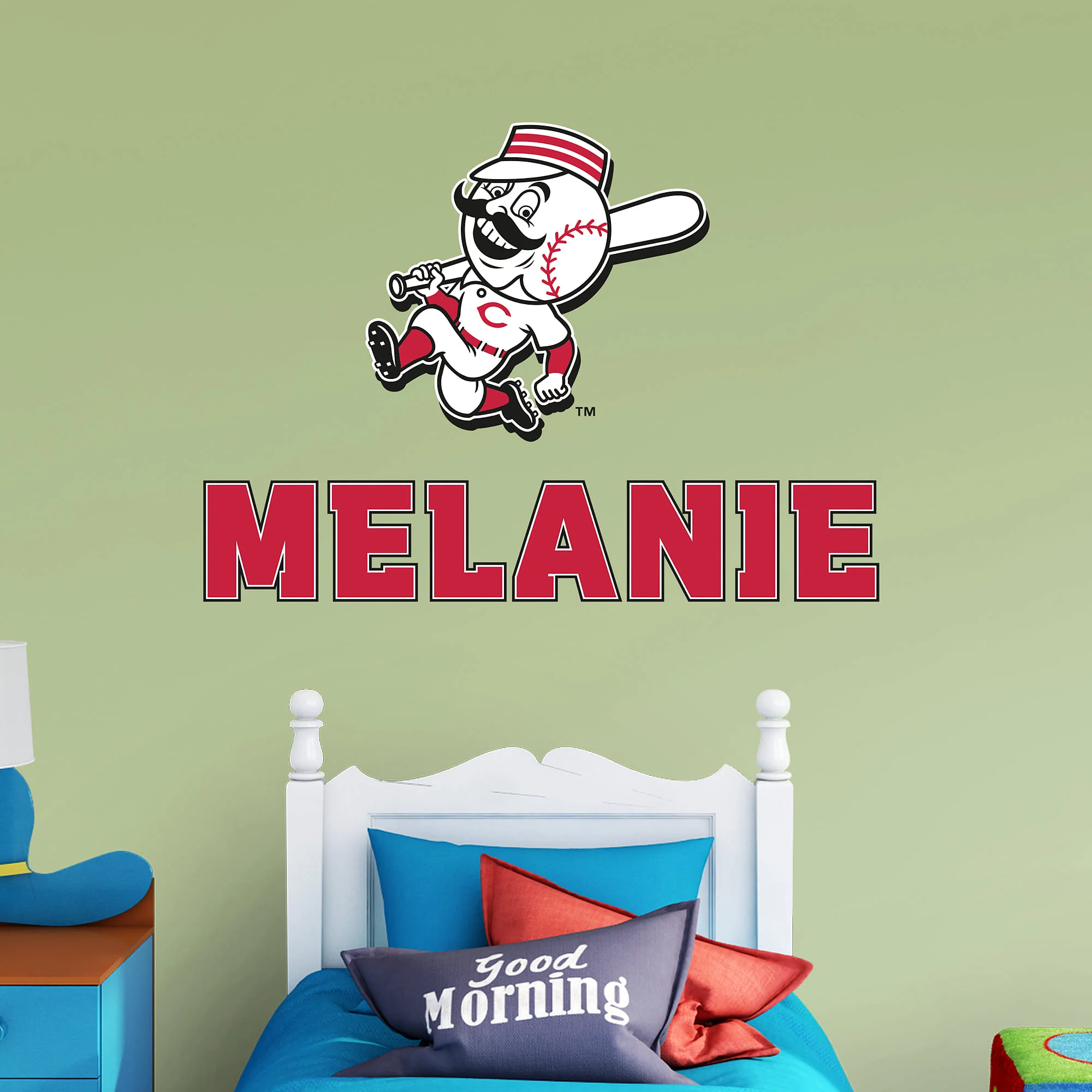 Cincinnati Reds - Mr. Redlegs Logo - With Personalized Name - Official MLB - Vinyl Transfer Decal