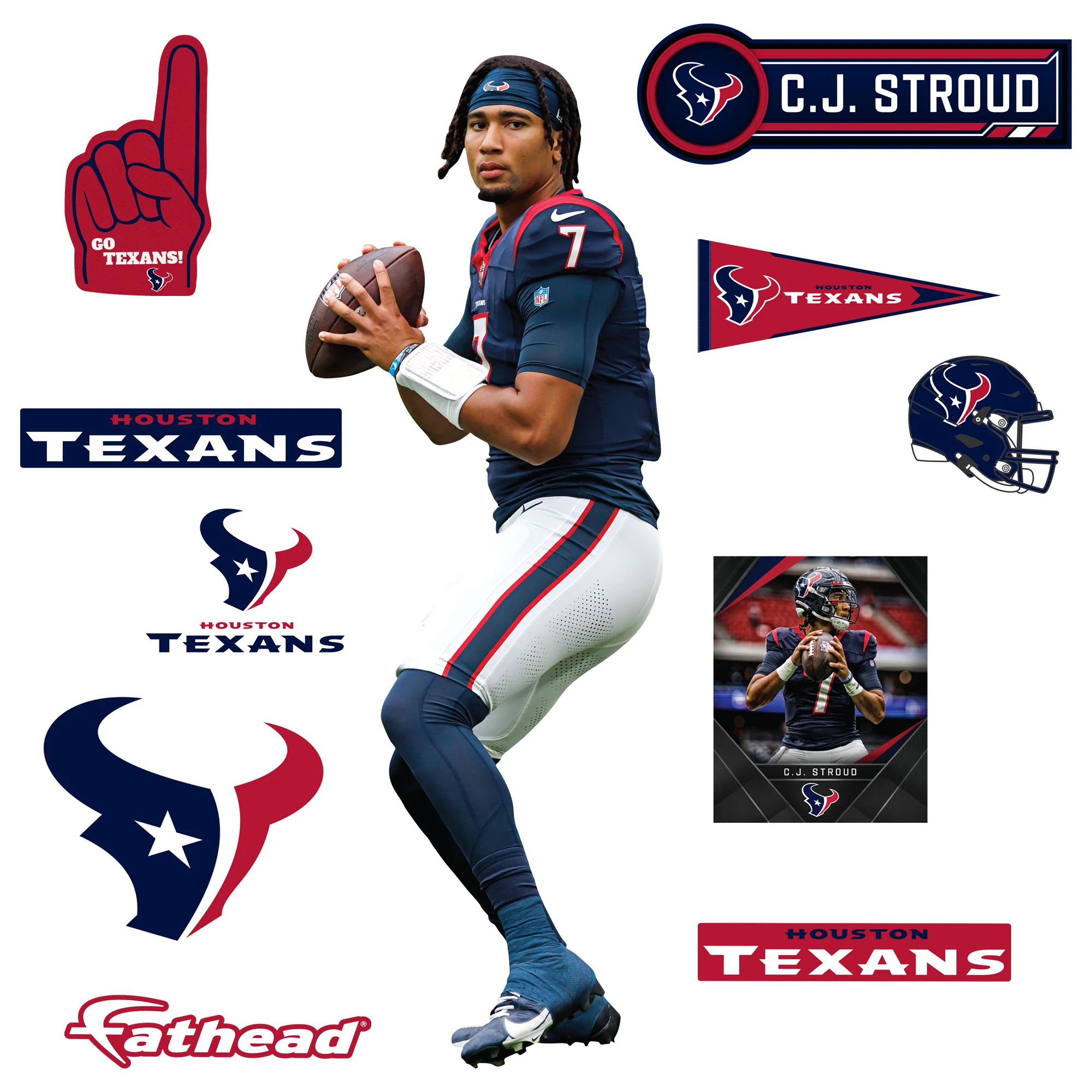 C.J. Stroud - RealBig Warmups Collection - Official NFL - Houston Texans - Reusable Vinyl Wall Decals - Image 2