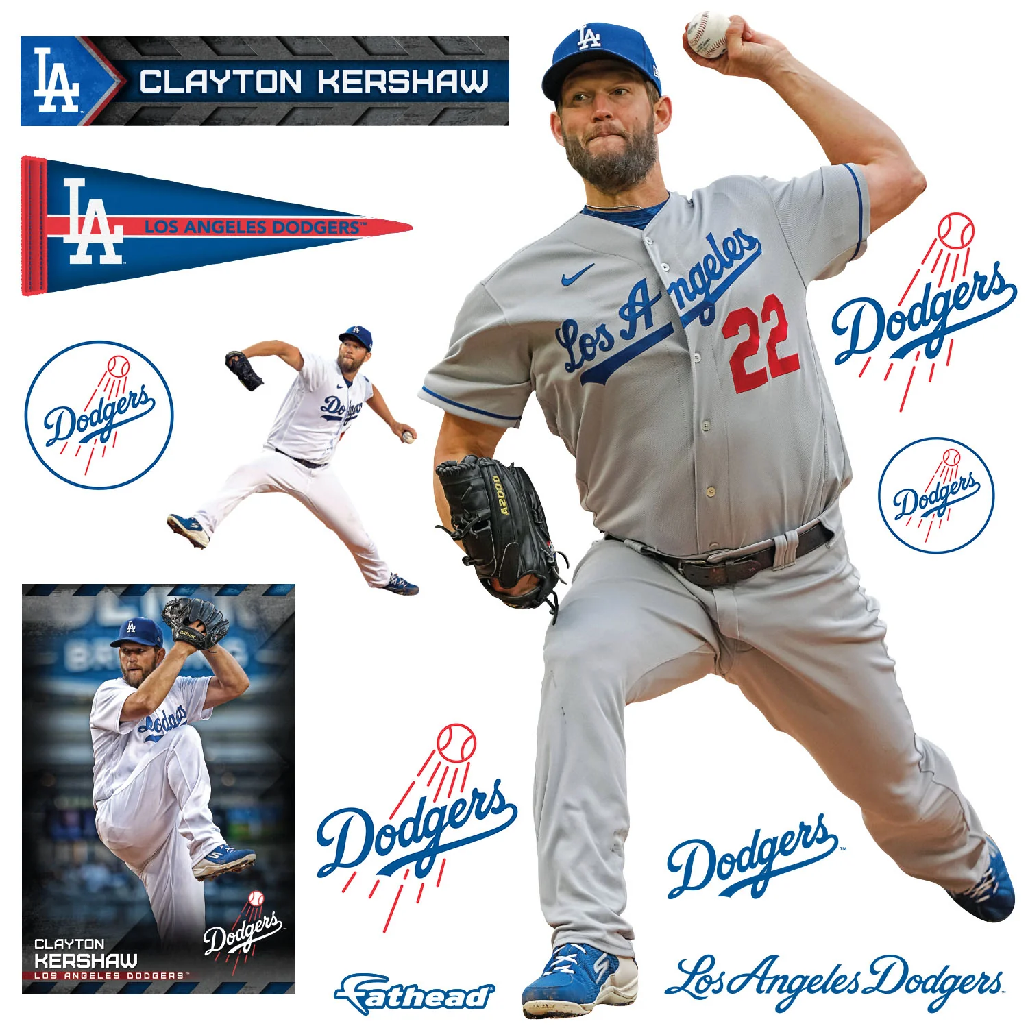 Clayton Kershaw - RealBig Collection - Official MLB - Los Angeles Dodgers - Reusable Vinyl Wall Decals #3 - Image 2
