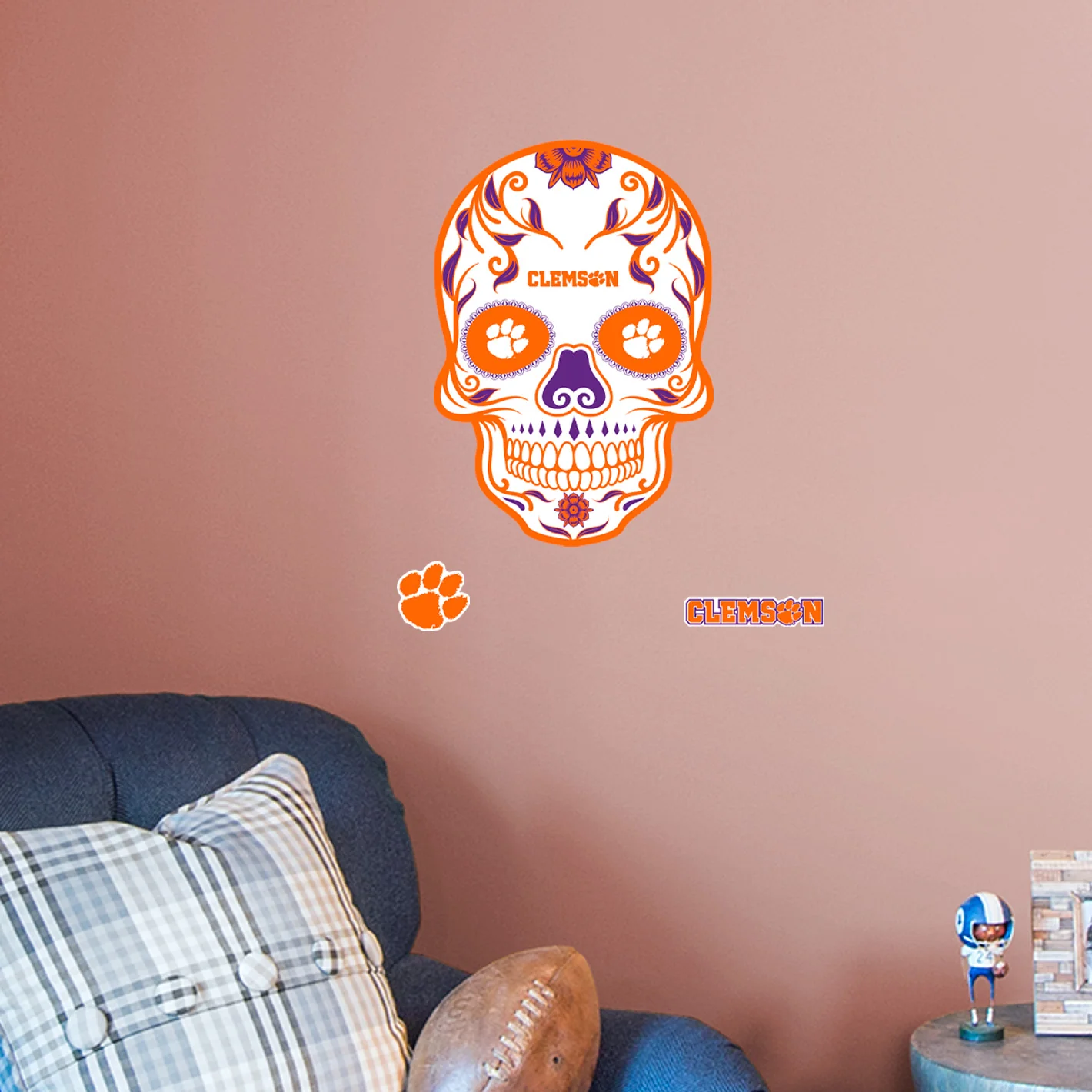 Clemson Tigers - RealBig Sugar Skull Collection - Official NCAA - Reusable Vinyl Wall Decals - Image 8