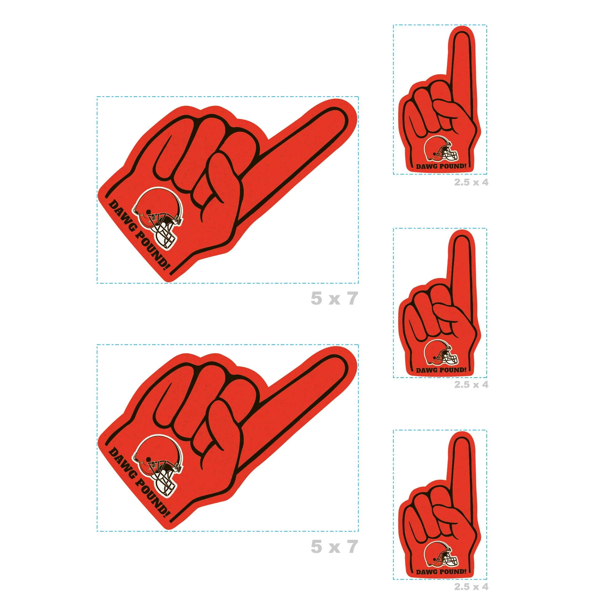 Cleveland Browns - 4 Foam Finger Minis (Mixed Sizes) - Official NFL - Reusable Vinyl Decals - Image 4