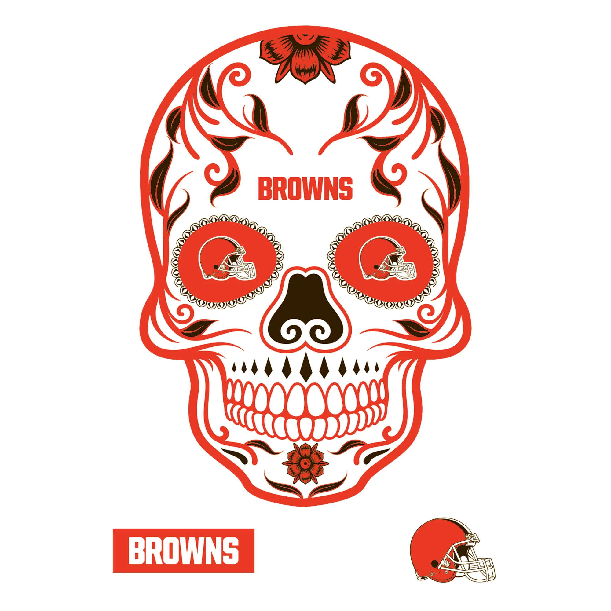 Cleveland Browns - RealBig Sugar Skull Collection - Official NFL - Reusable Vinyl Wall Decals - Image 8