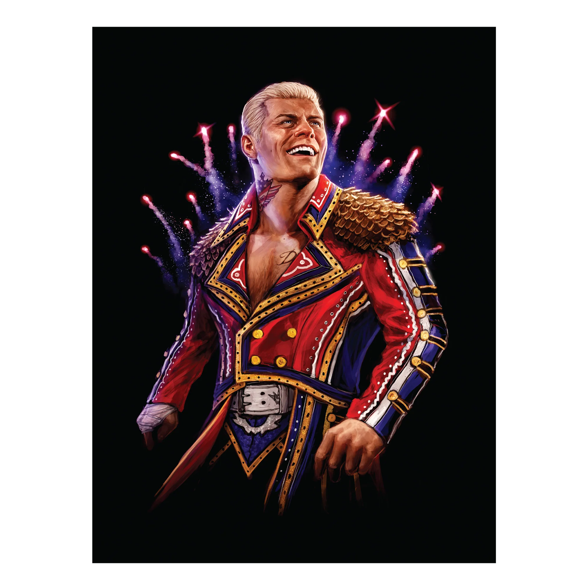 Cody Rhodes - Illustration - Peel & Stick Poster - Official WWE - Reusable Vinyl Wall Decal - Image 2