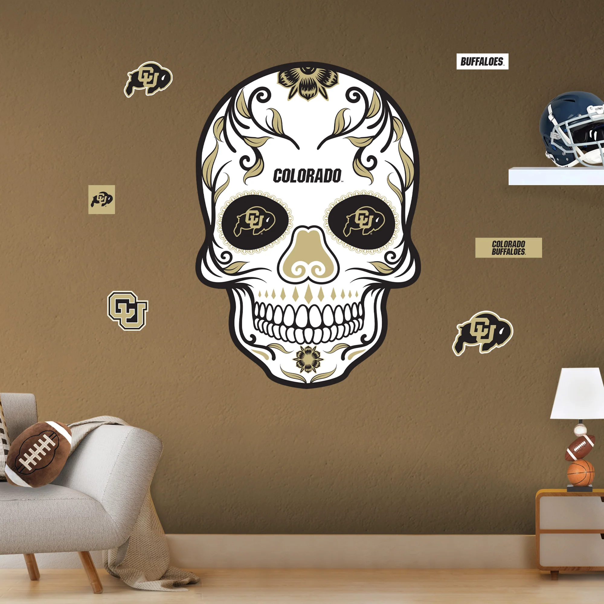 Colorado Buffaloes - RealBig Sugar Skull Collection - Official NCAA - Reusable Vinyl Wall Decals - Image 2