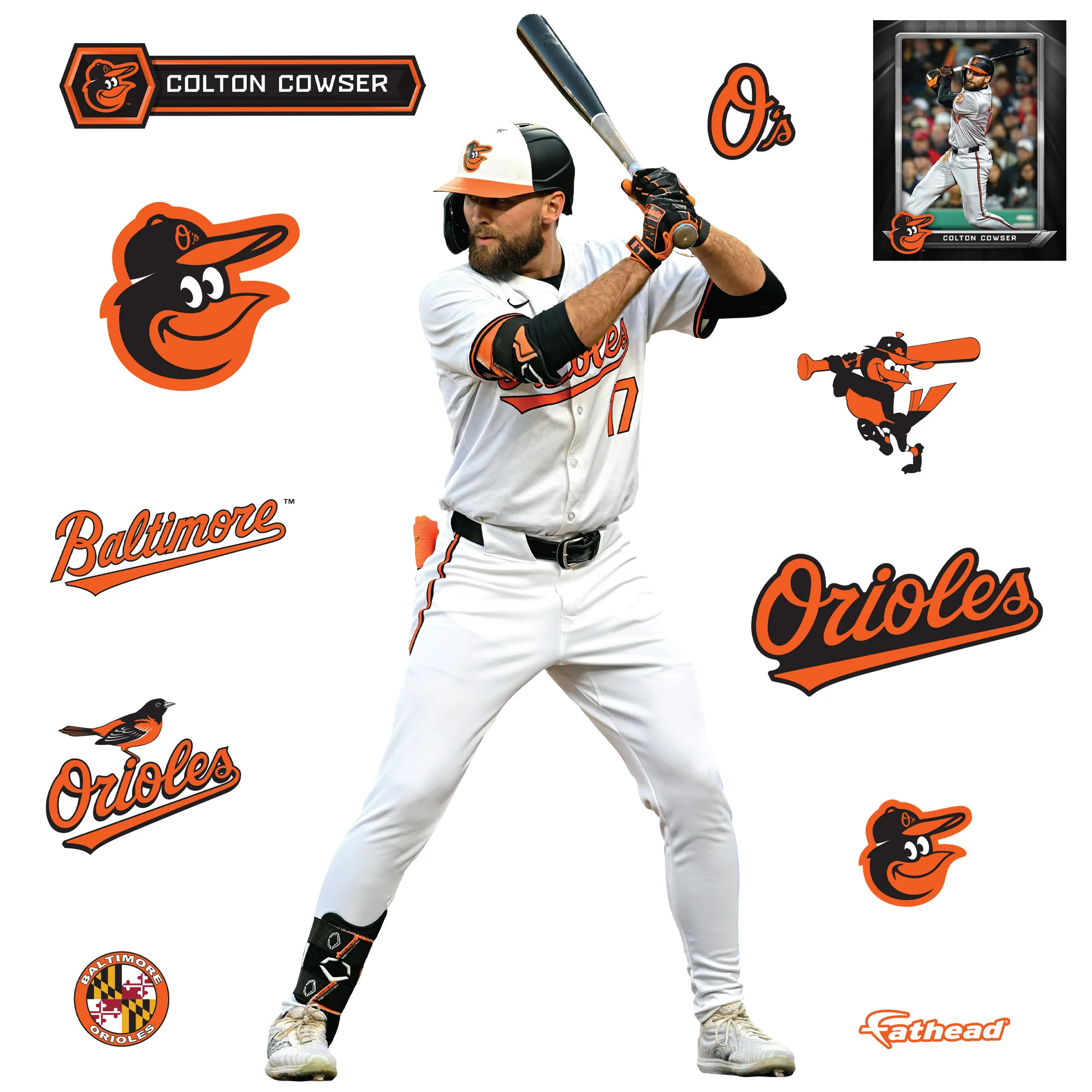 Colton Cowser - RealBig Collection - Official MLB - Baltimore Orioles - Reusable Vinyl Wall Decals - Image 2