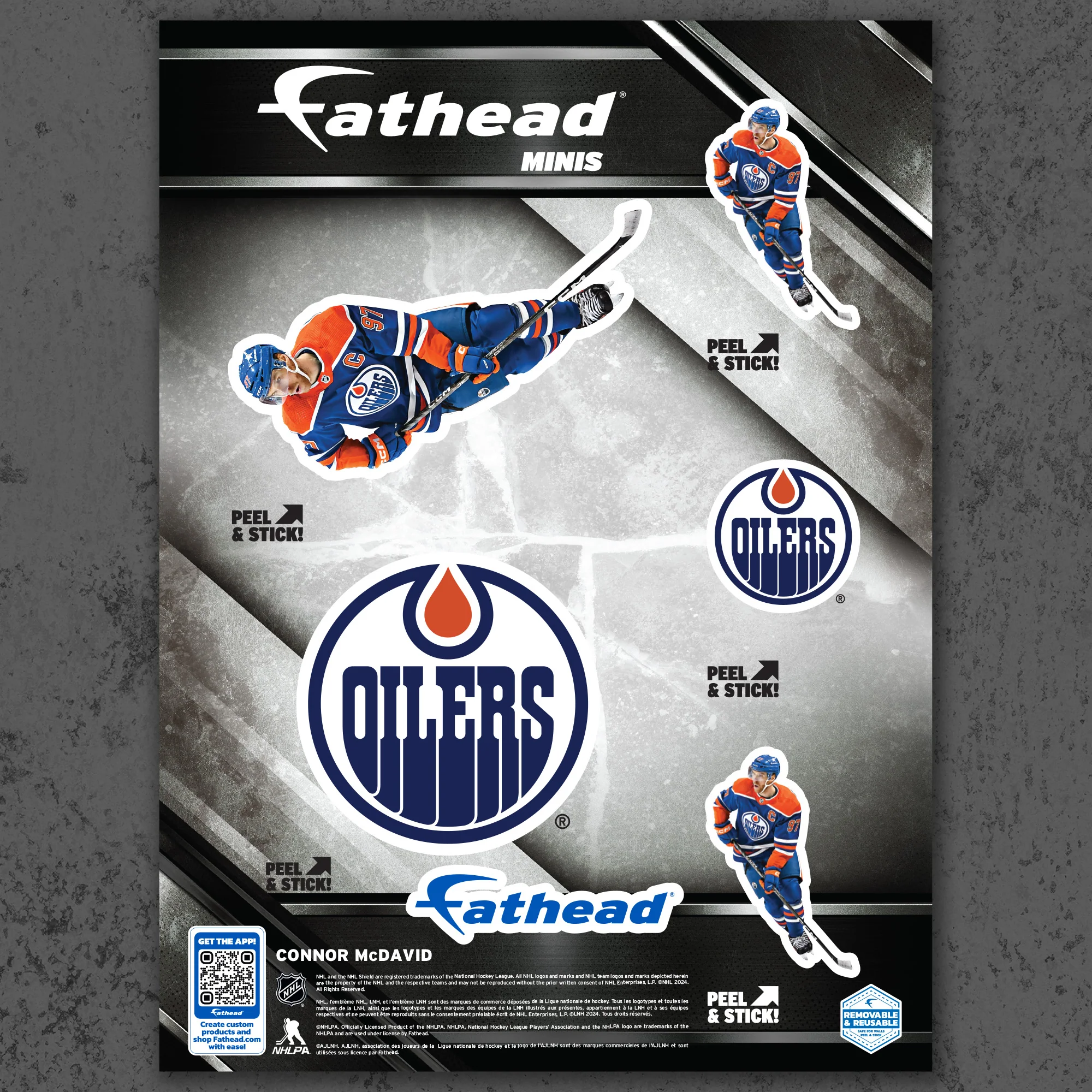 Connor McDavid - 5 Minis (Mixed Sizes) - Official NHL - Edmonton Oilers - Reusable Vinyl Decals - Image 3