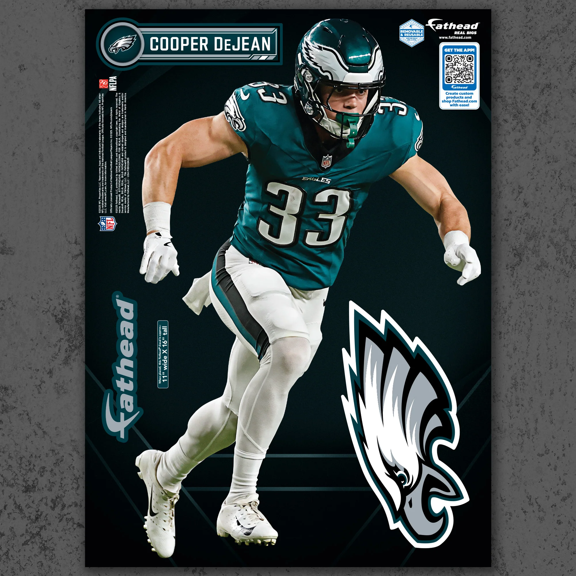 Cooper DeJean - RealBig Collection - Official NFL - Philadelphia Eagles - Reusable Vinyl Wall Decals - Image 7