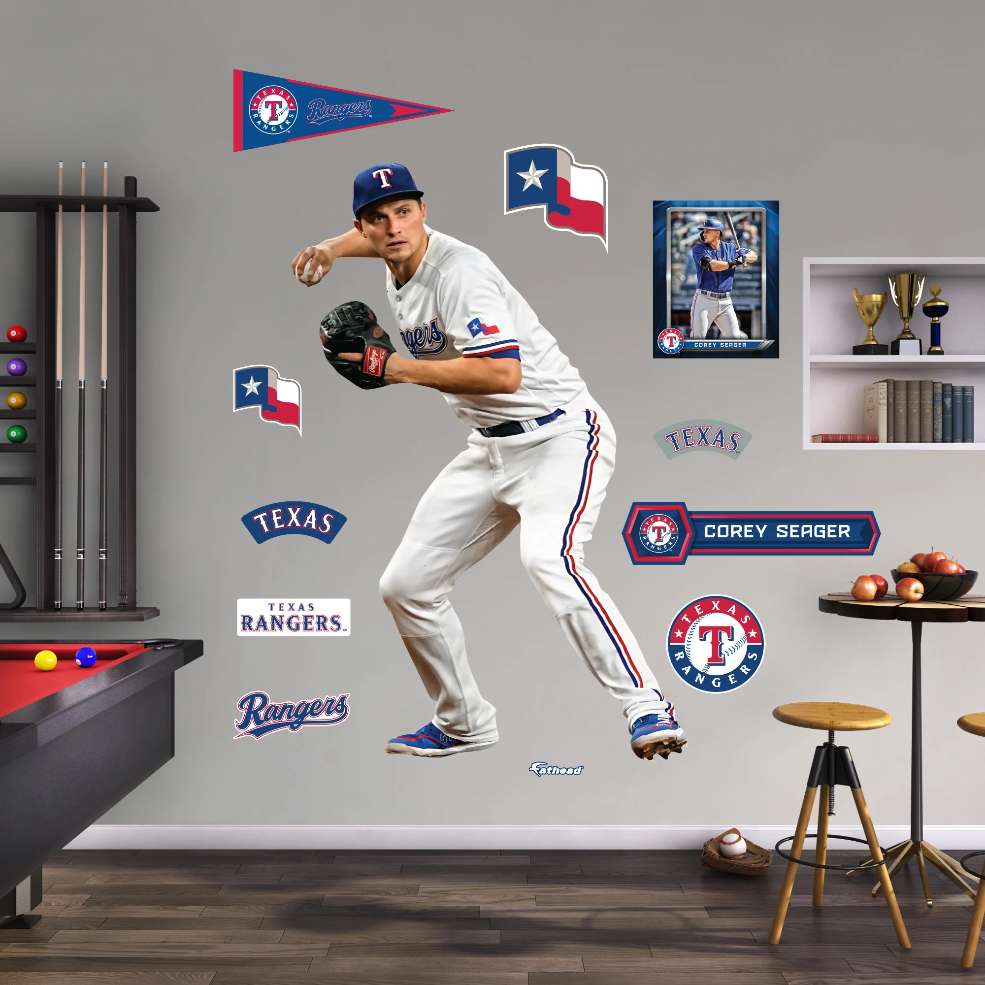 Corey Seager - RealBig Fielding Collection - Official MLB - Texas Rangers - Reusable Vinyl Wall Decals - Image 3