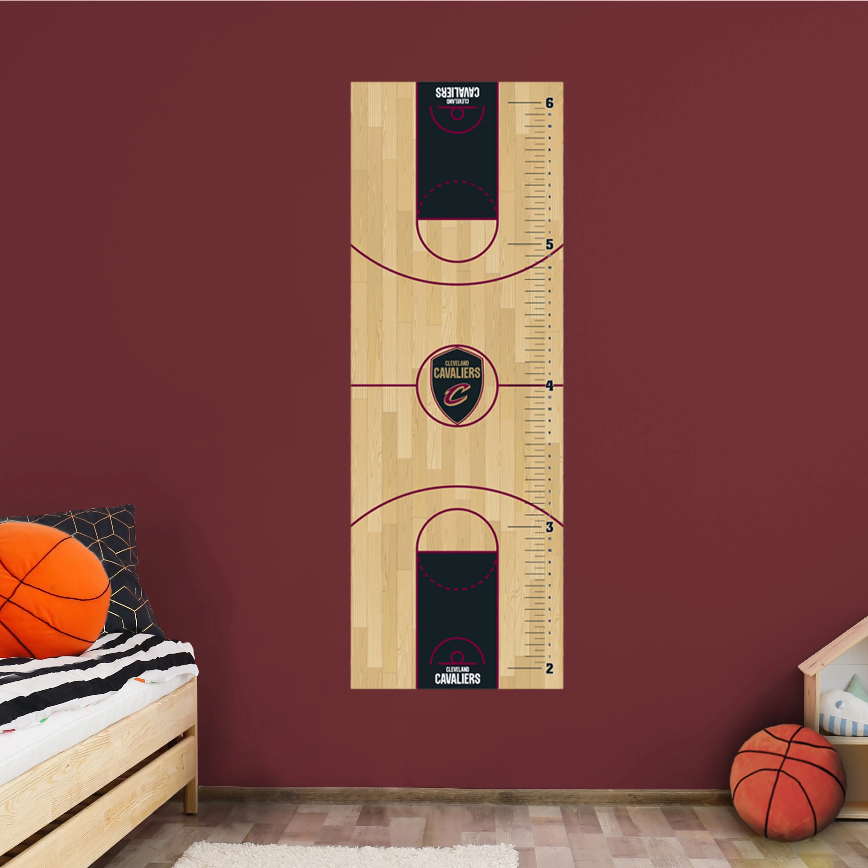 Court - Growth Chart - Official NBA - Cleveland Cavaliers - Reusable Vinyl Wall Decal - Image 2