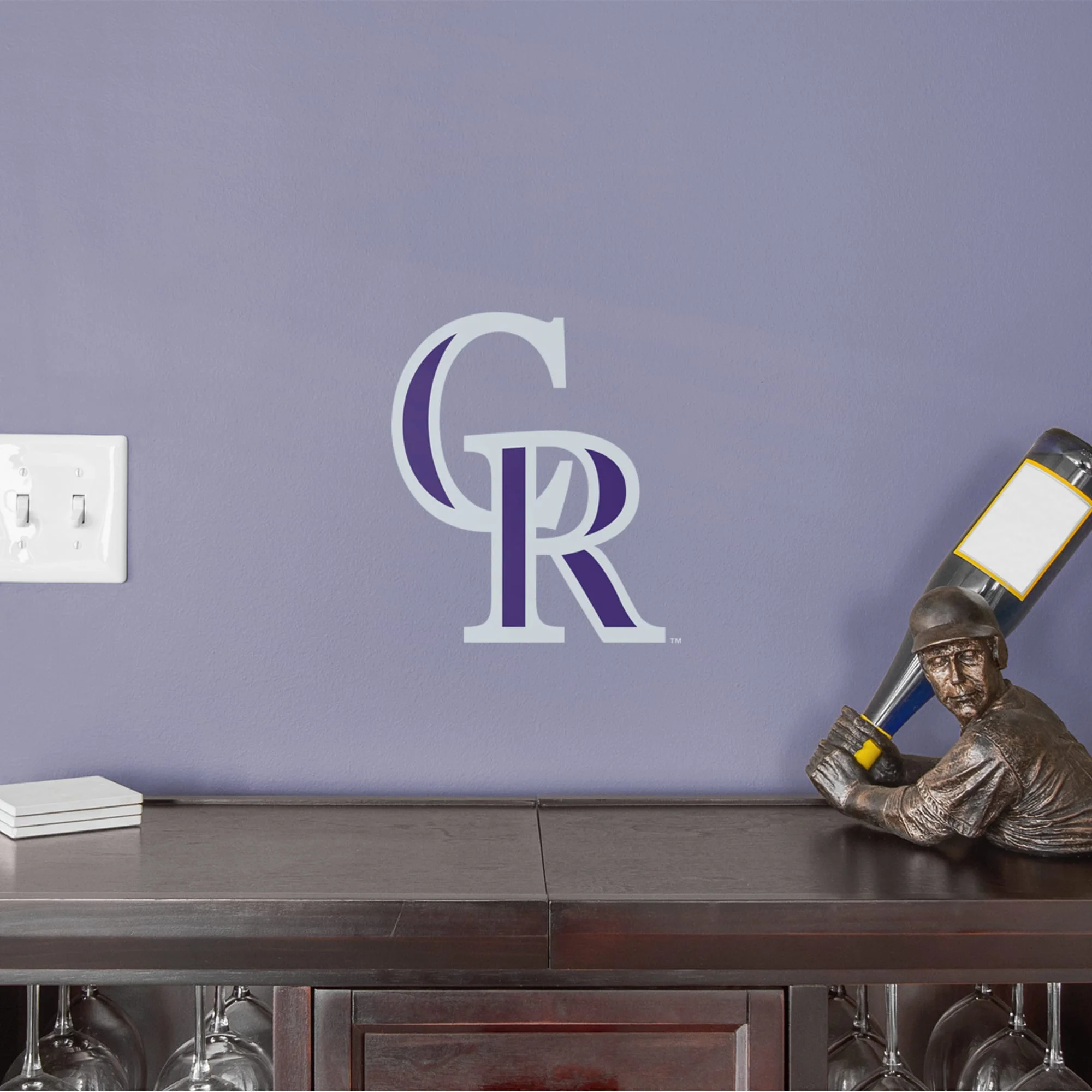 CR Logo - RealBig Logo Collection - Official MLB - Colorado Rockies - Reusable Vinyl Wall Decals - Image 2