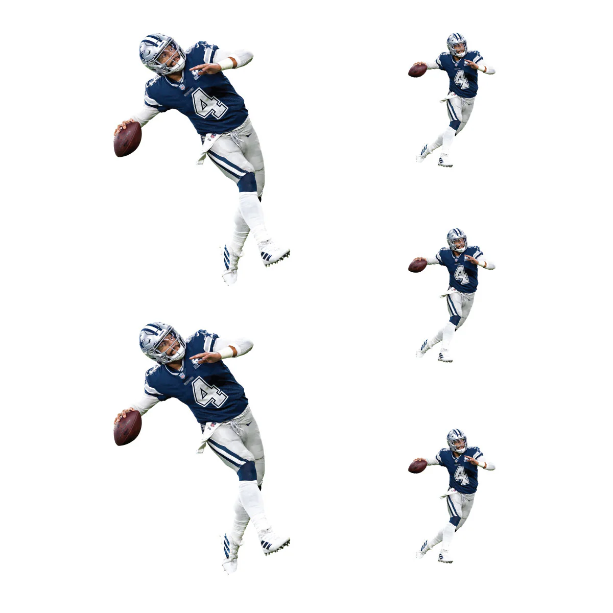 Dak Prescott - 5 Player Minis (Mixed Sizes) - Official NFL - Dallas Cowboys - Reusable Vinyl Decals - Image 3