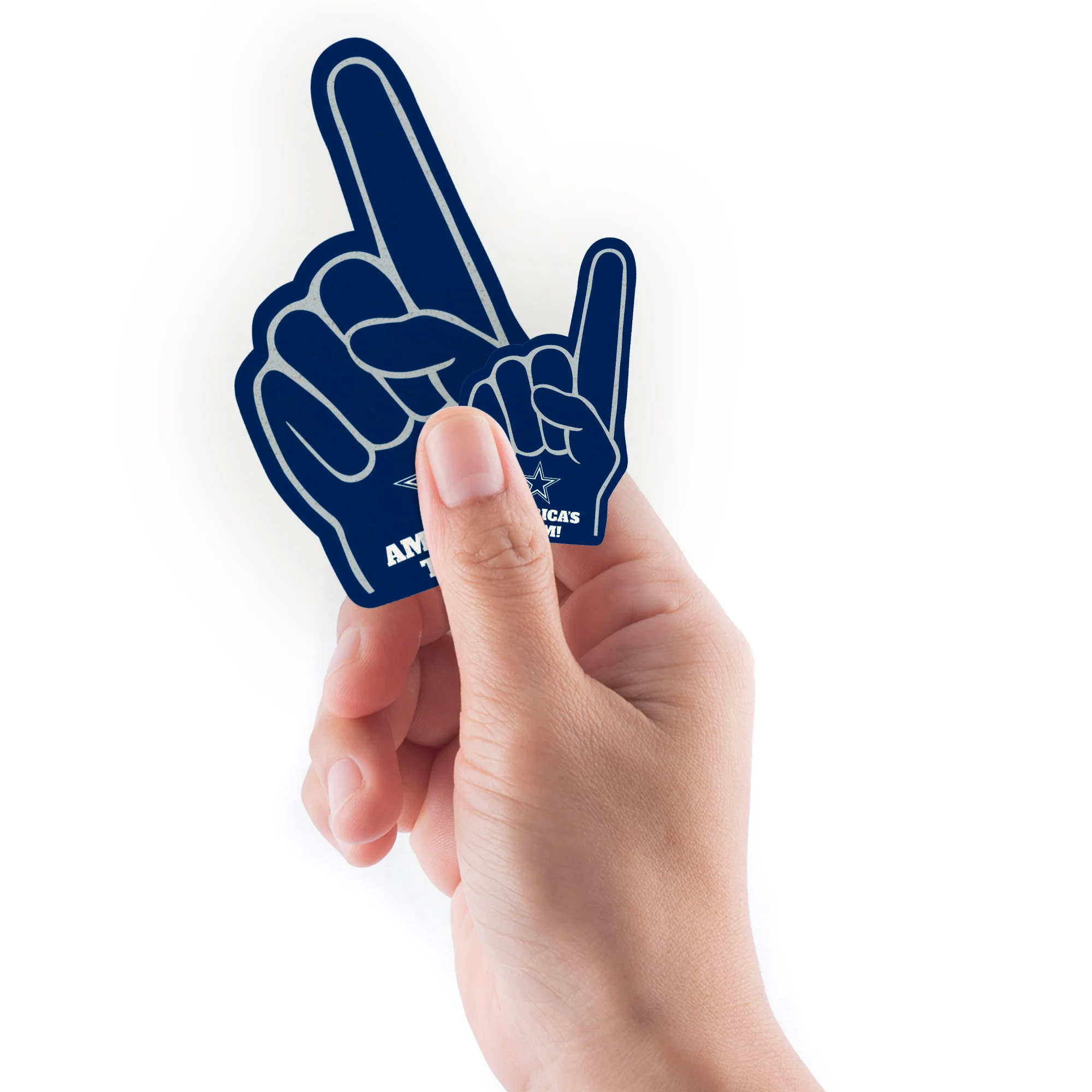 Dallas Cowboys - 4 Foam Finger Minis (Mixed Sizes) - Official NFL - Reusable Vinyl Decals