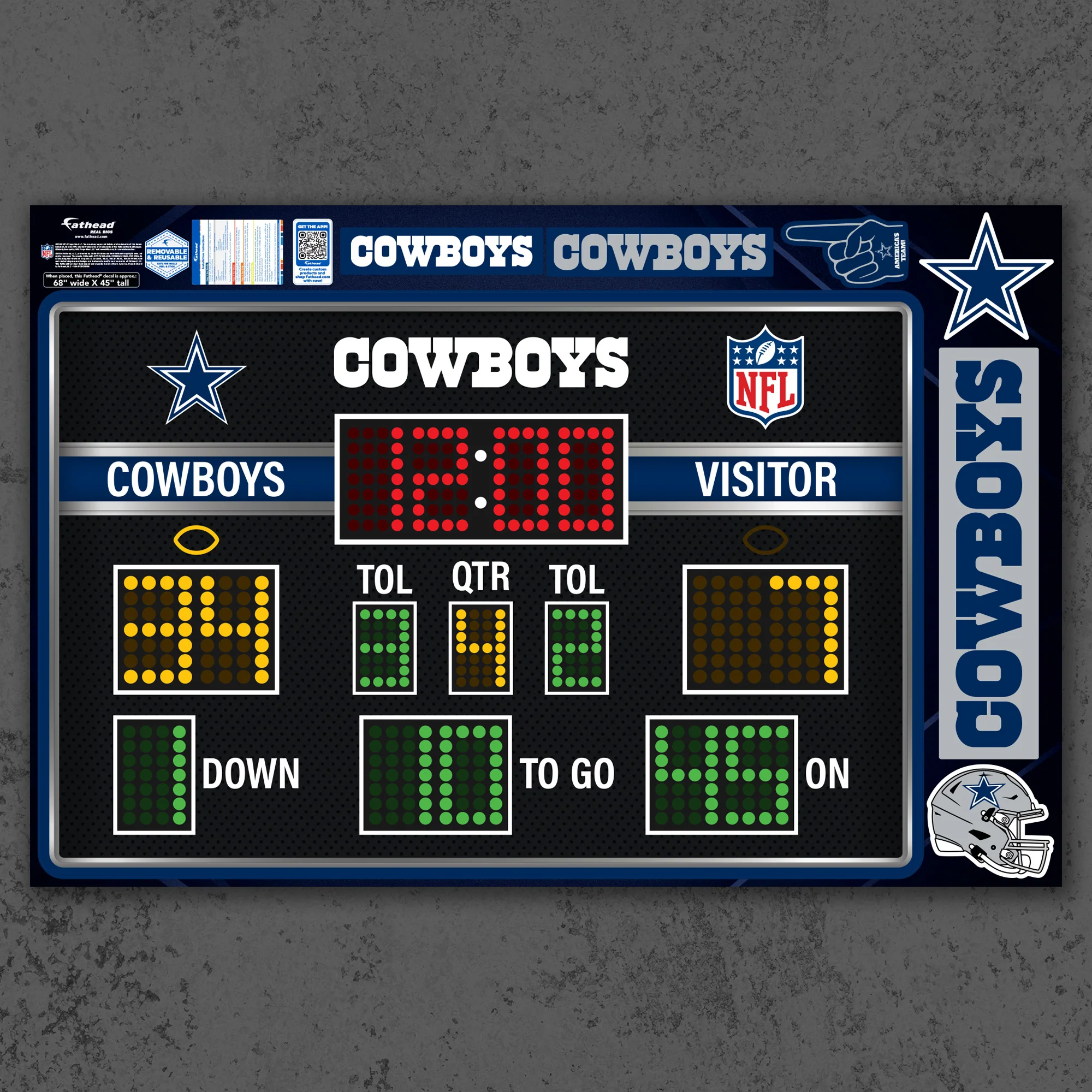Dallas Cowboys - RealBig Scoreboard Collection - Official NFL - Reusable Vinyl Wall Decals - Image 2