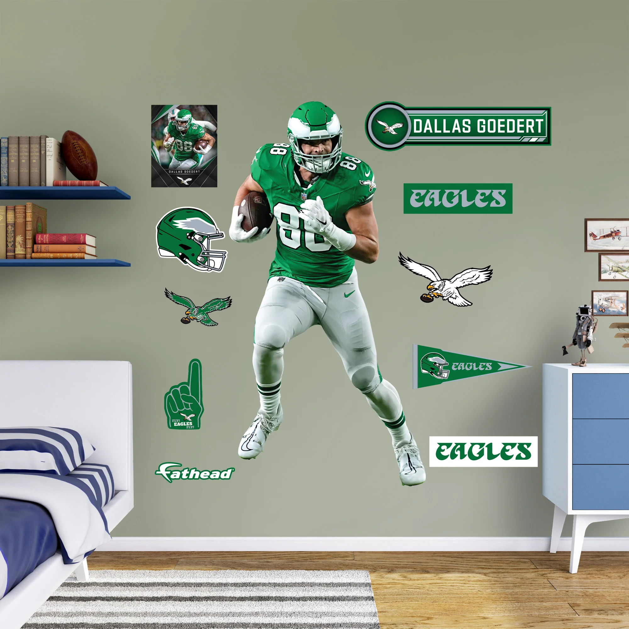 Dallas Goedert - RealBig Throwback Collection - Official NFL - Philadelphia Eagles - Reusable Vinyl Wall Decals