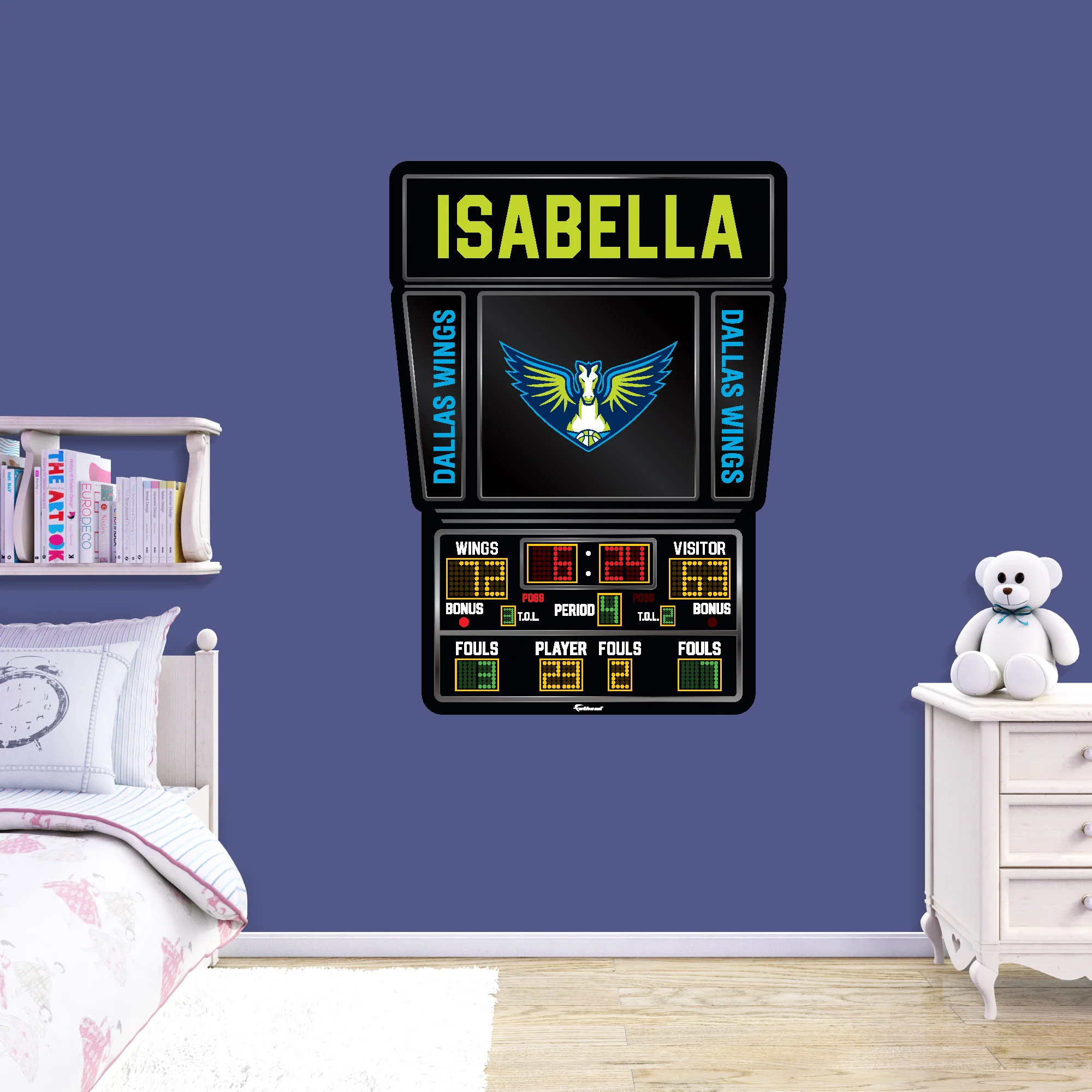 Dallas Wings - Scoreboard Graphic - With Personalized Name - Official WNBA - Vinyl Transfer Decal - Image 2