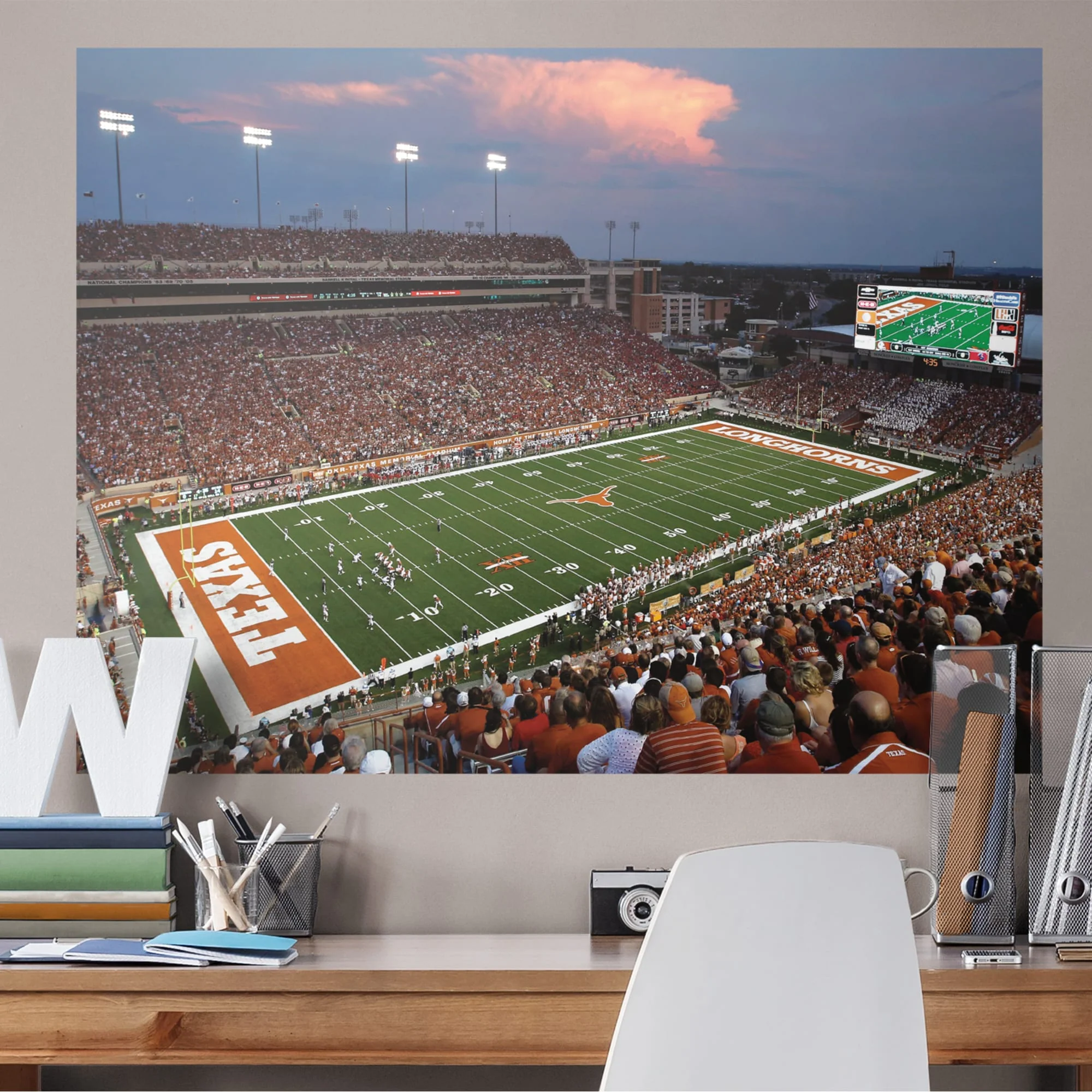 Darrell K. Royal Texas Memorial Stadium - Endzone View - Peel & Stick Poster - Official NCAA - Texas Longhorns - Reusable Vinyl Wall Decal - Image 2