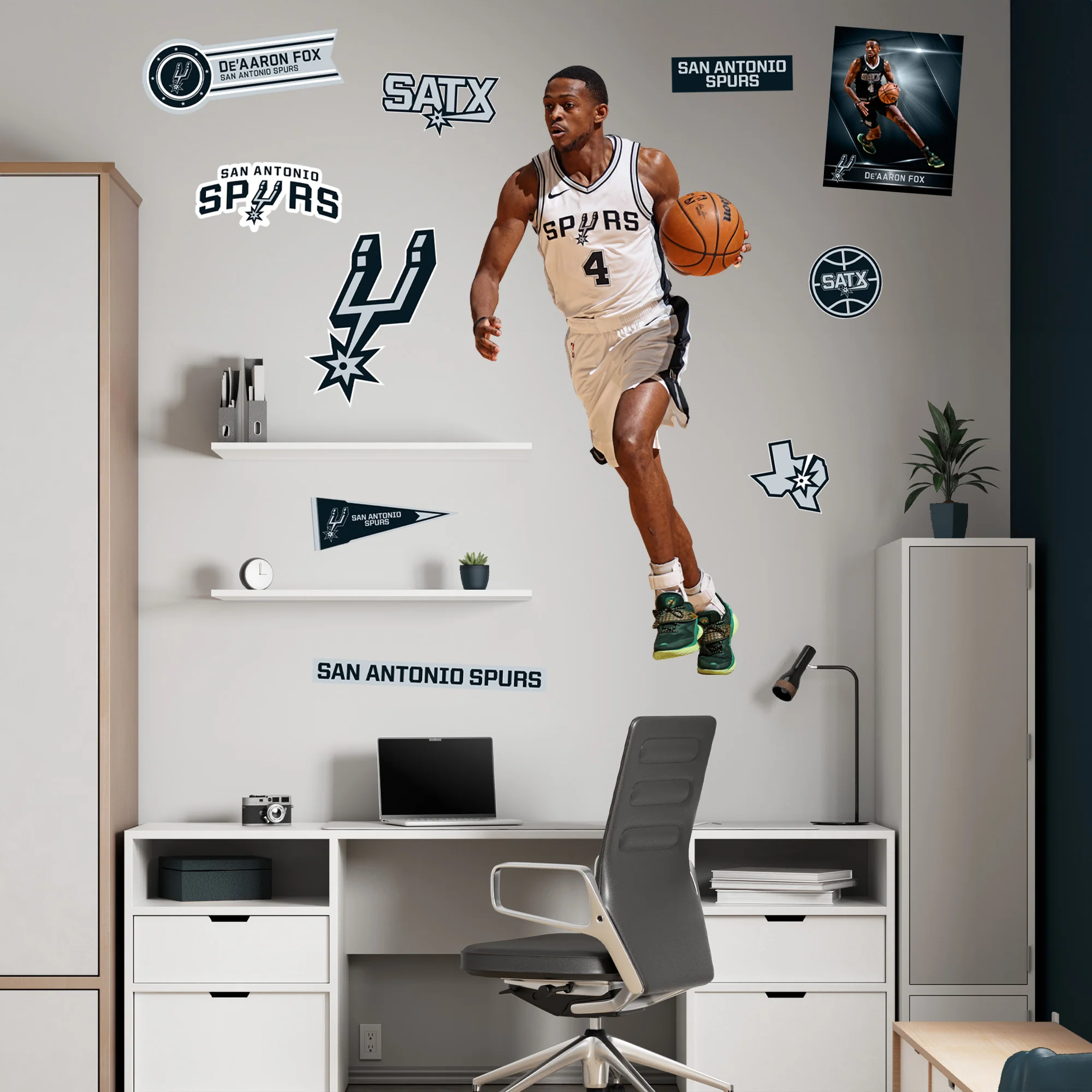 De'Aaron Fox - RealBig Collection - Official NBA - San Antonio Spurs - Reusable Vinyl Wall Decals - Image 3