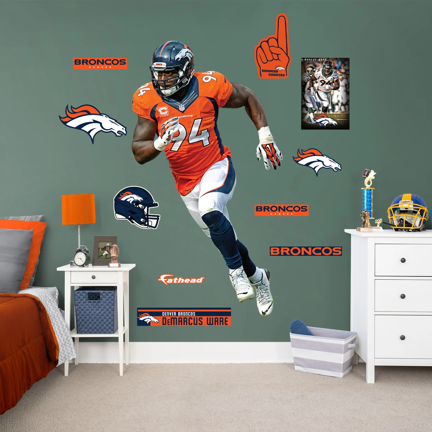 DeMarcus Ware - RealBig Legend Collection - Official NFL - Denver Broncos - Reusable Vinyl Wall Decals - Image 2
